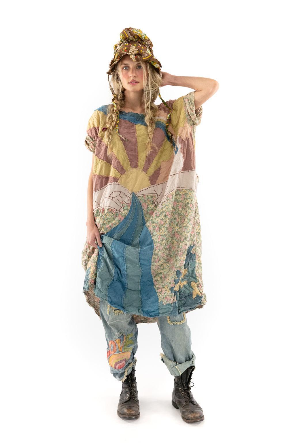 Appliqué Artist Smock Dress
