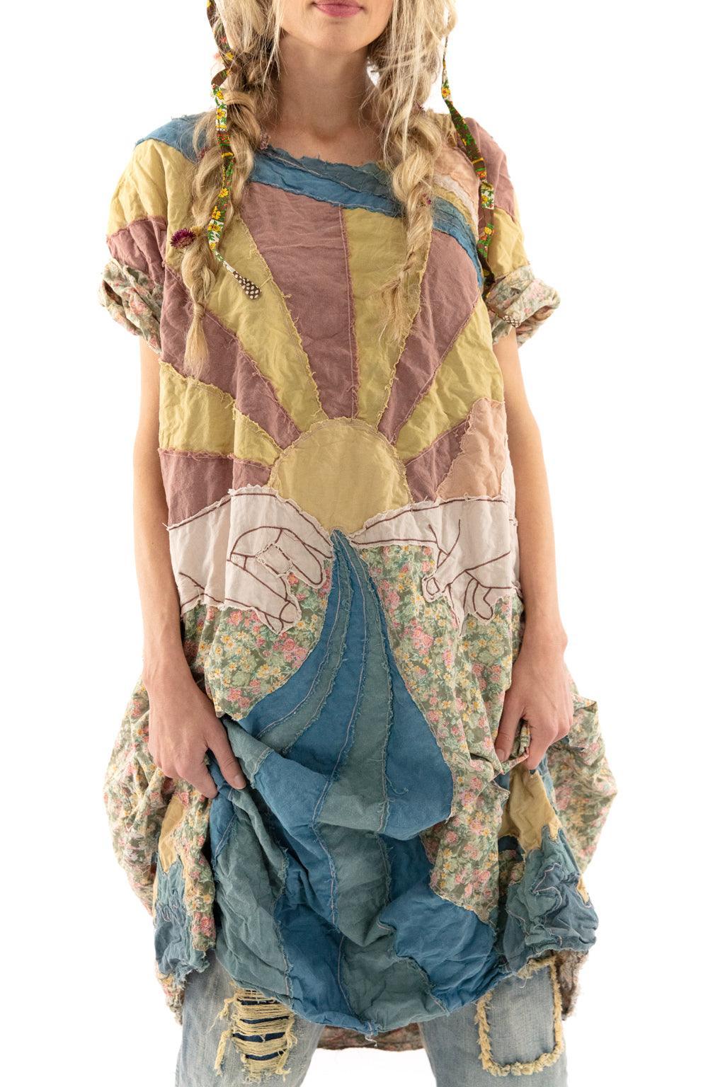 Appliqué Artist Smock Dress