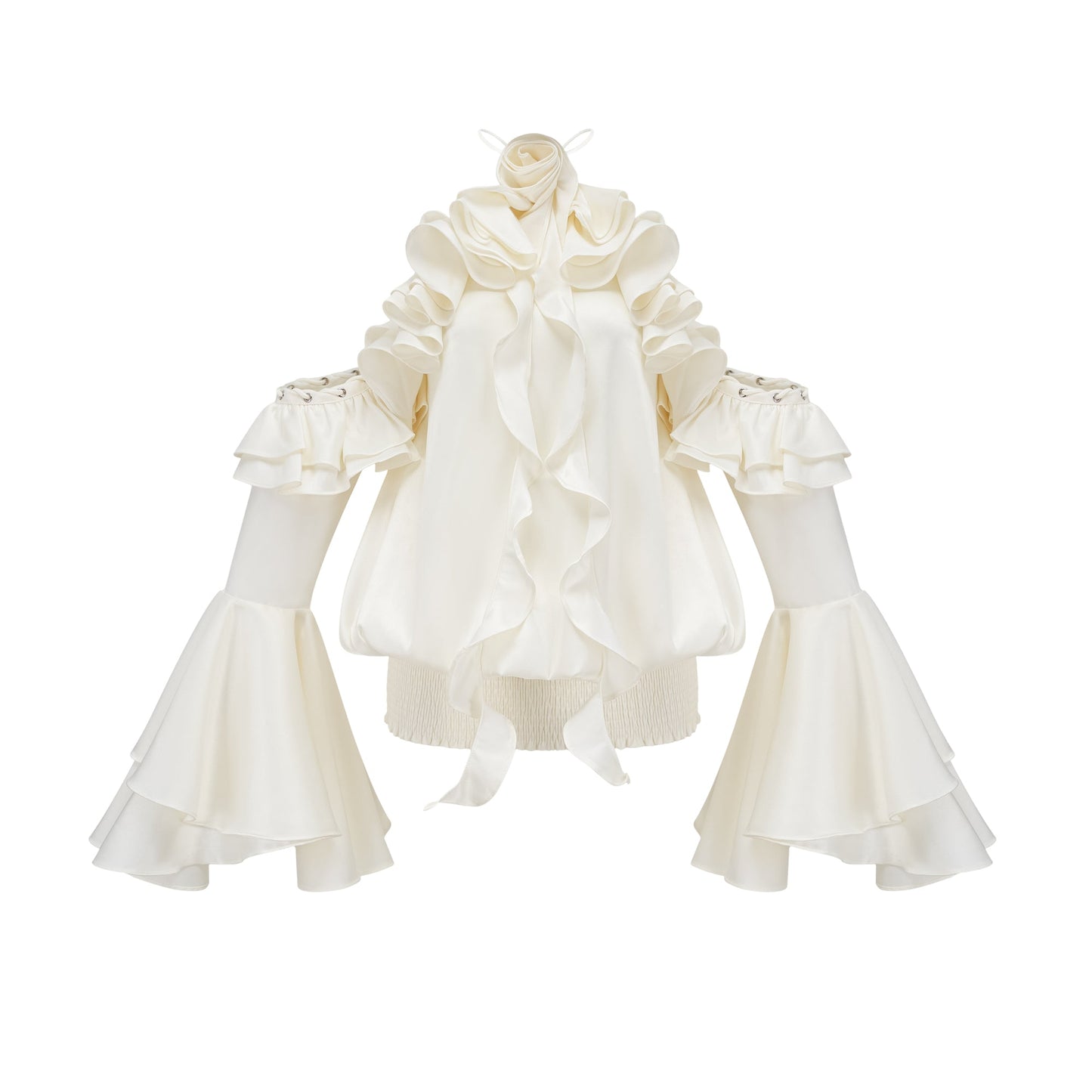 Fleur floral cold-shoulder ruffled mini dress