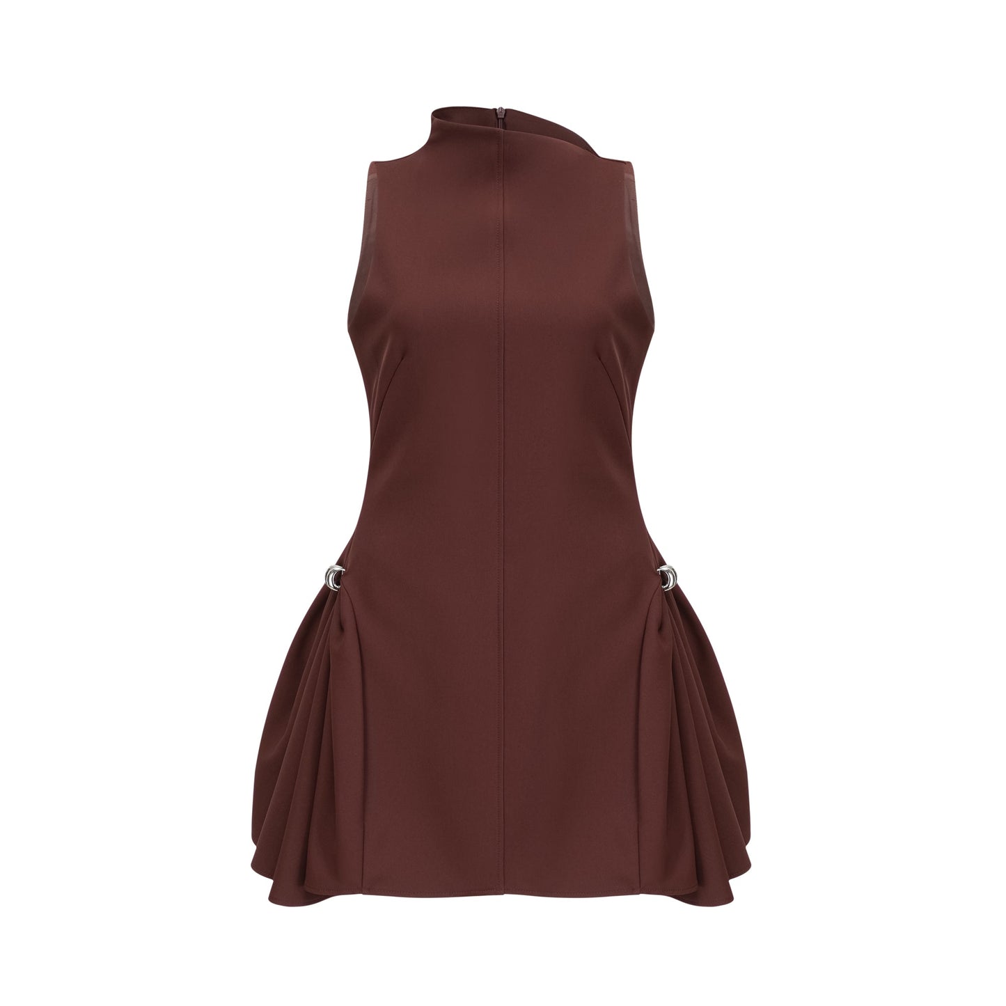 Jenifier brown asymmetrical-neck puff mini dress