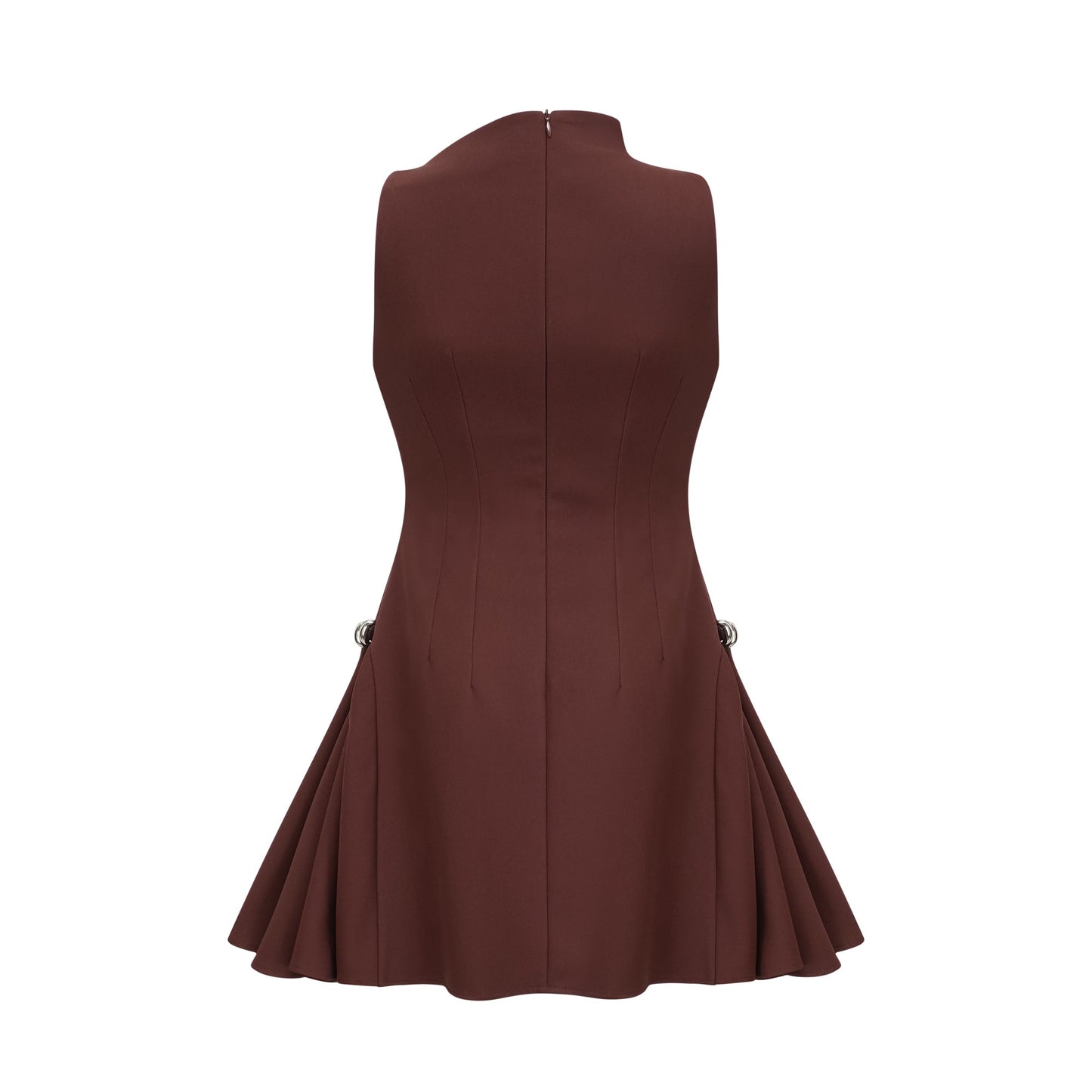 Jenifier brown asymmetrical-neck puff mini dress
