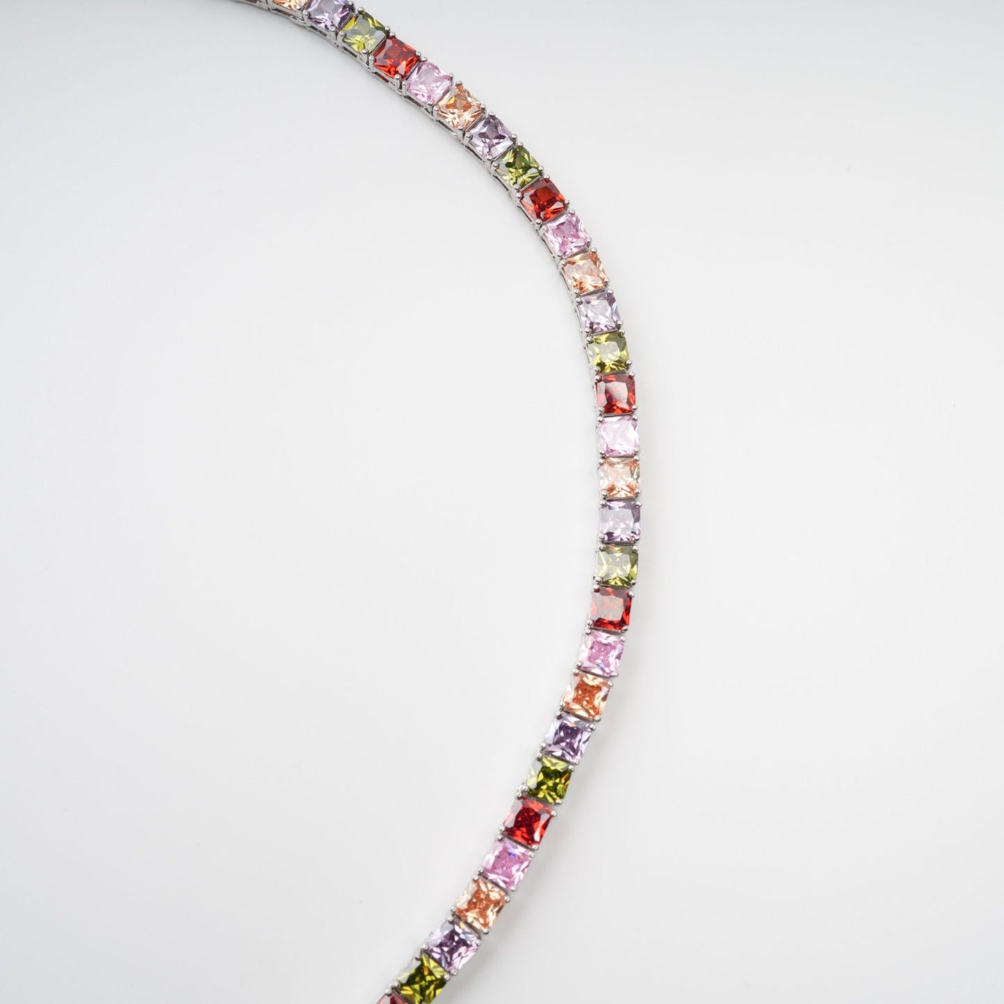Avril Multicolor Square Cut Crystal Embellished Necklace