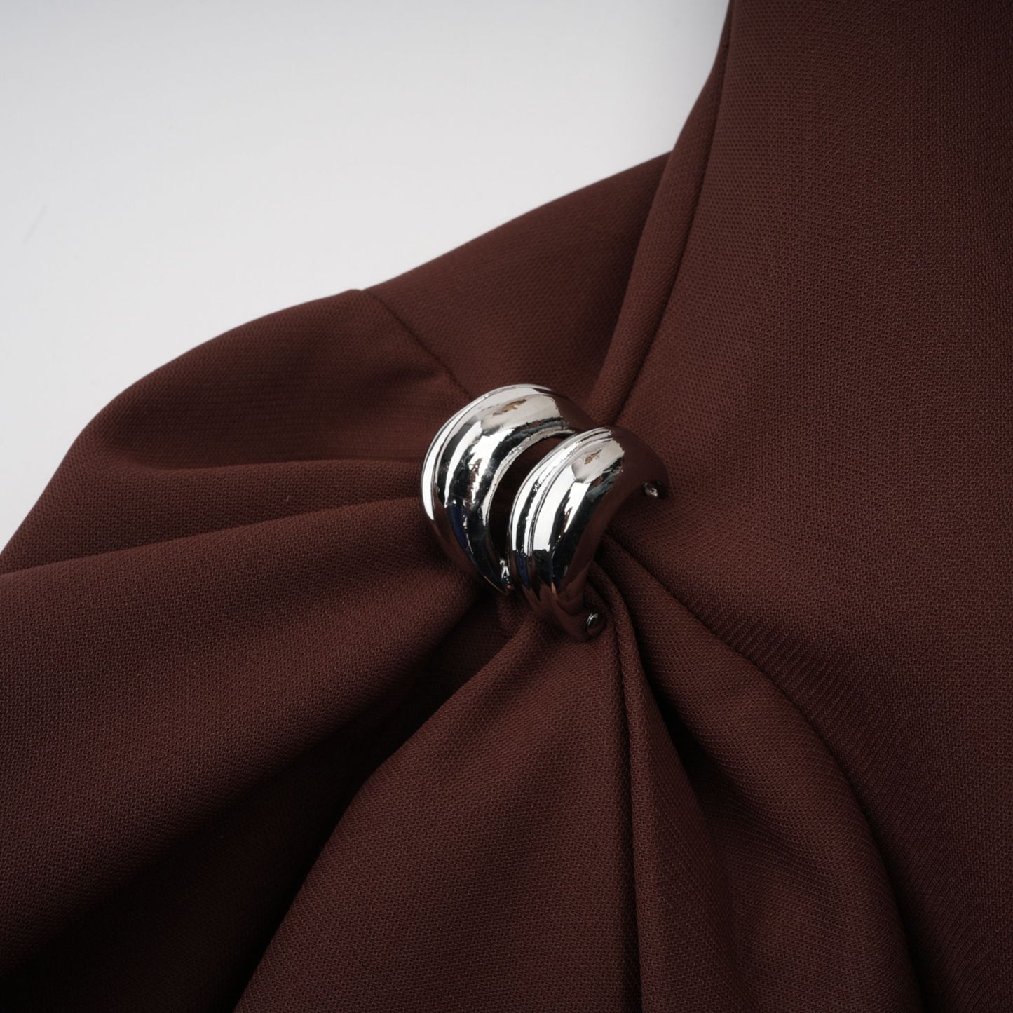 Jenifier brown asymmetrical-neck puff mini dress