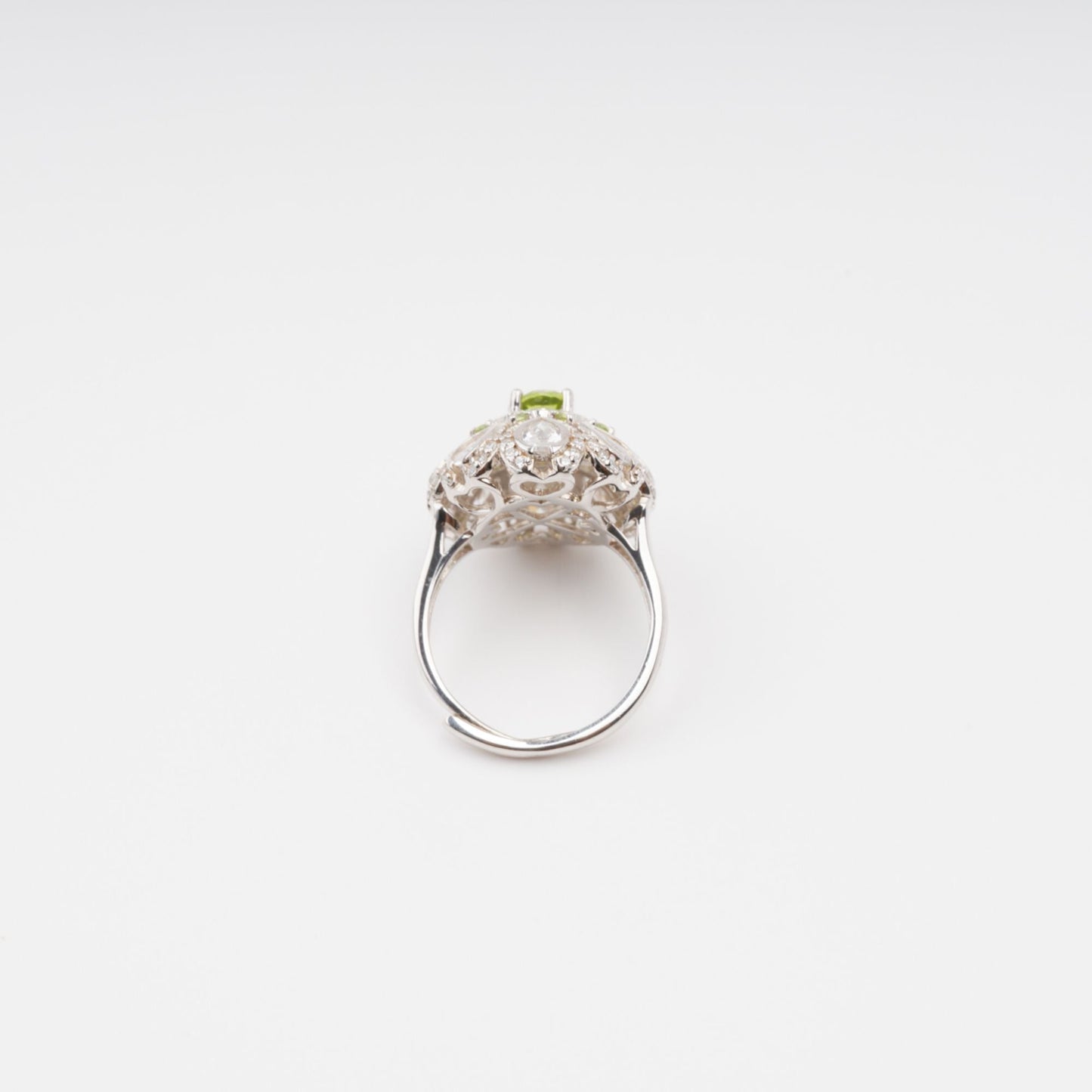 Joyau Olive Green Oval Gemstone Sterling Silver Ring