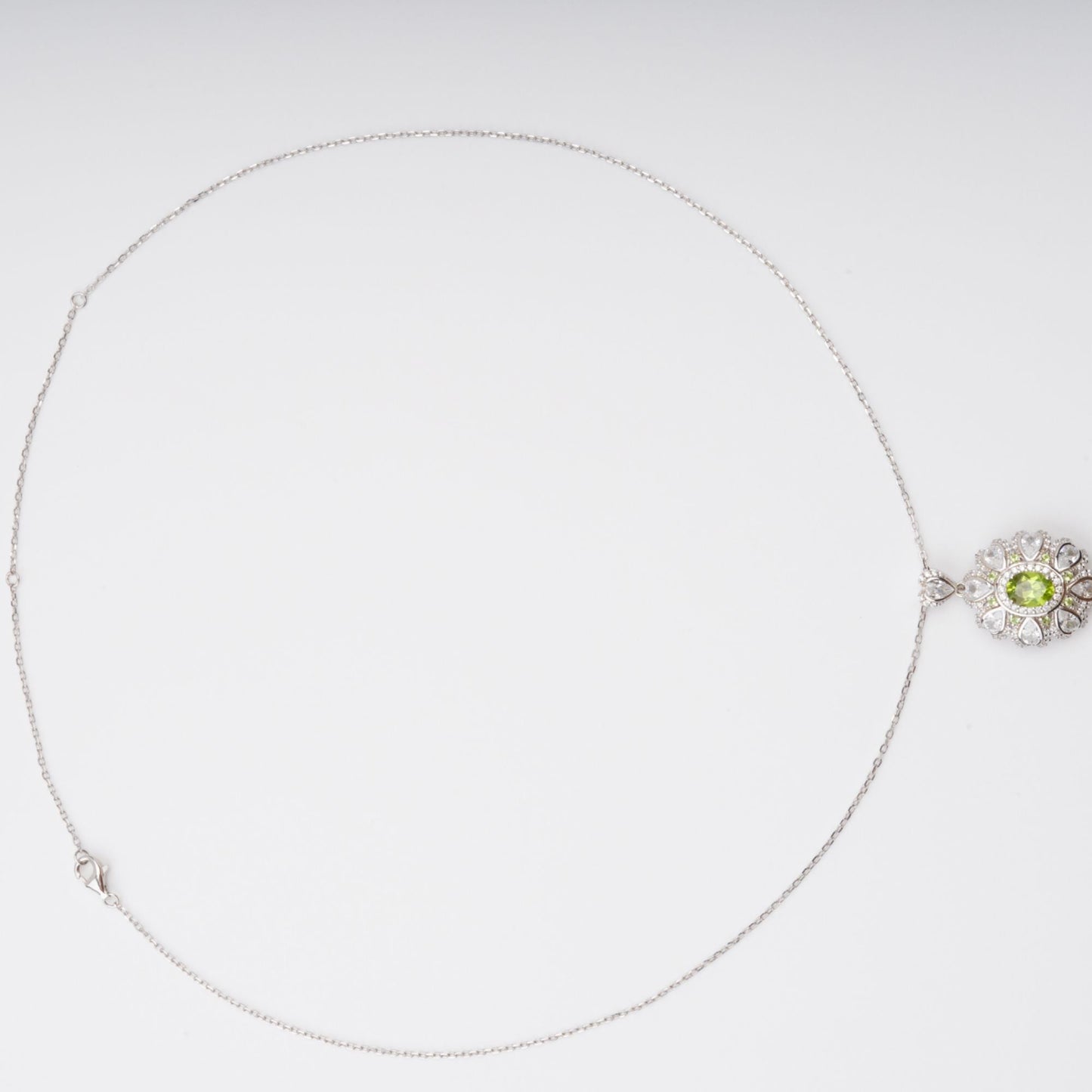 Kyliegh Green Floral Gemstone Pendant Sterling Silver Necklace