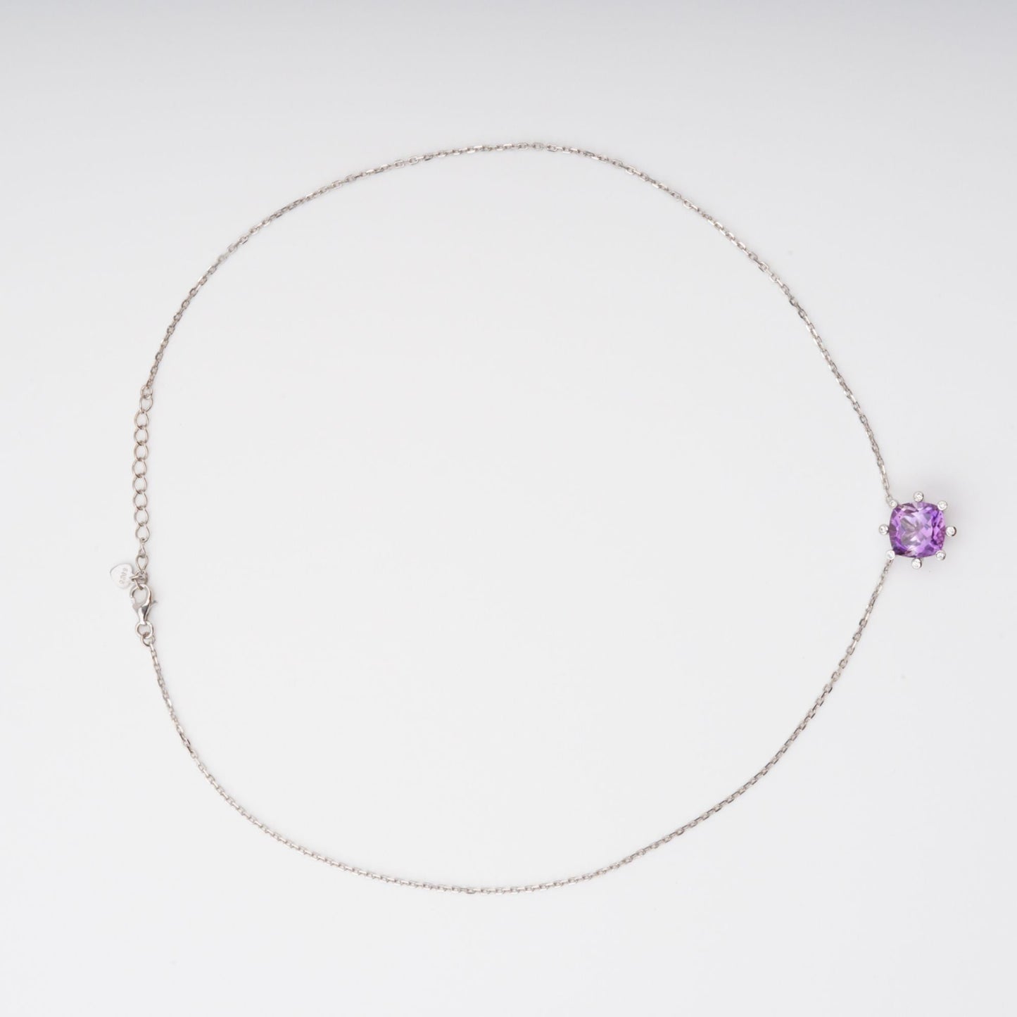 Giannetta Purple Square Cut Gemstone Pendant Sterling Silver Necklace