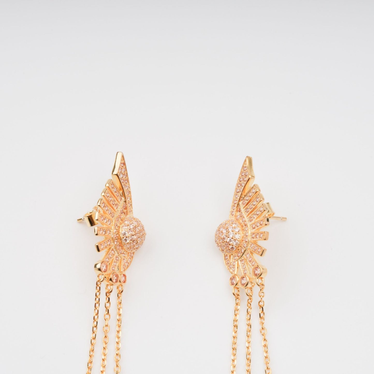 Balch Gold Tone Sun Motif Dangle Silver Earrings