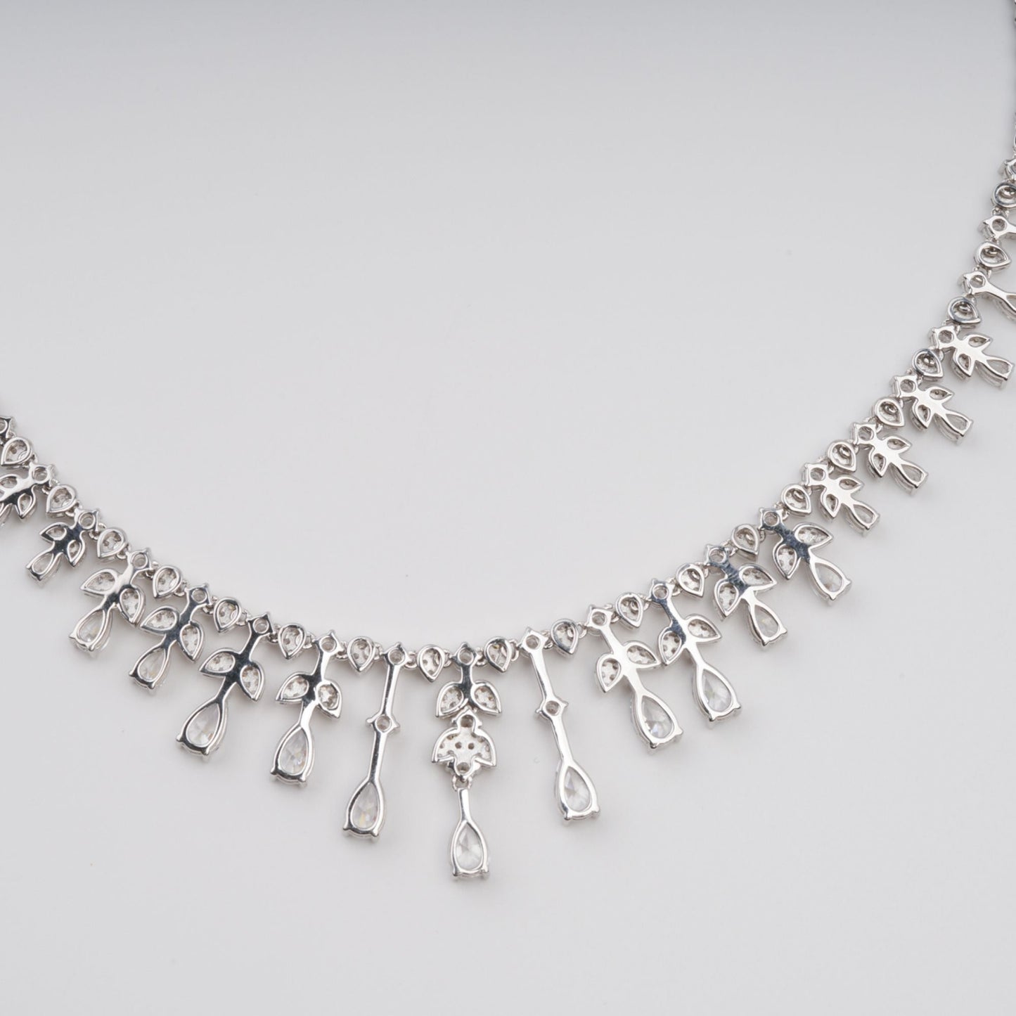 Salli Silver Tone Symmetrical Embellished Sterling Silver Necklace