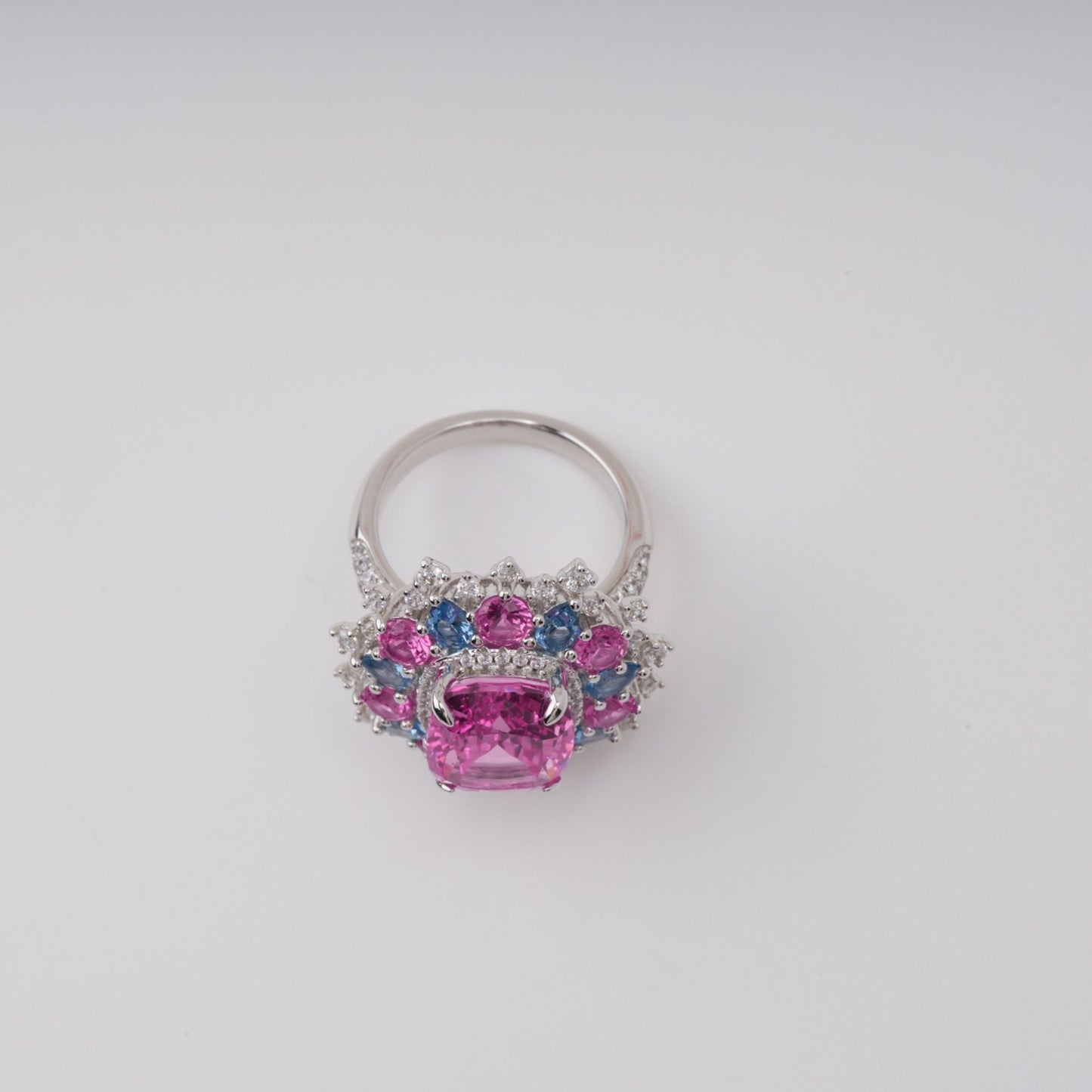 Révérence Pink Halo-Set Zircon Gemstone Sterling Silver Ring