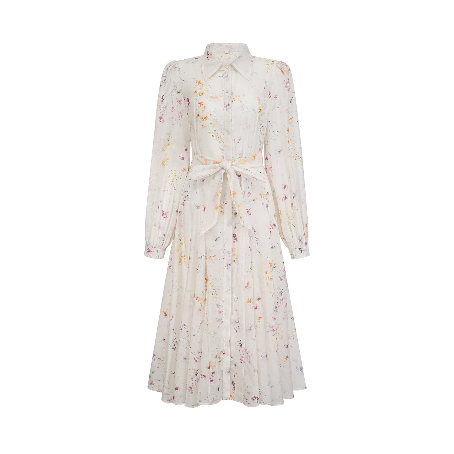 Zoé white floral-print tied midi dress