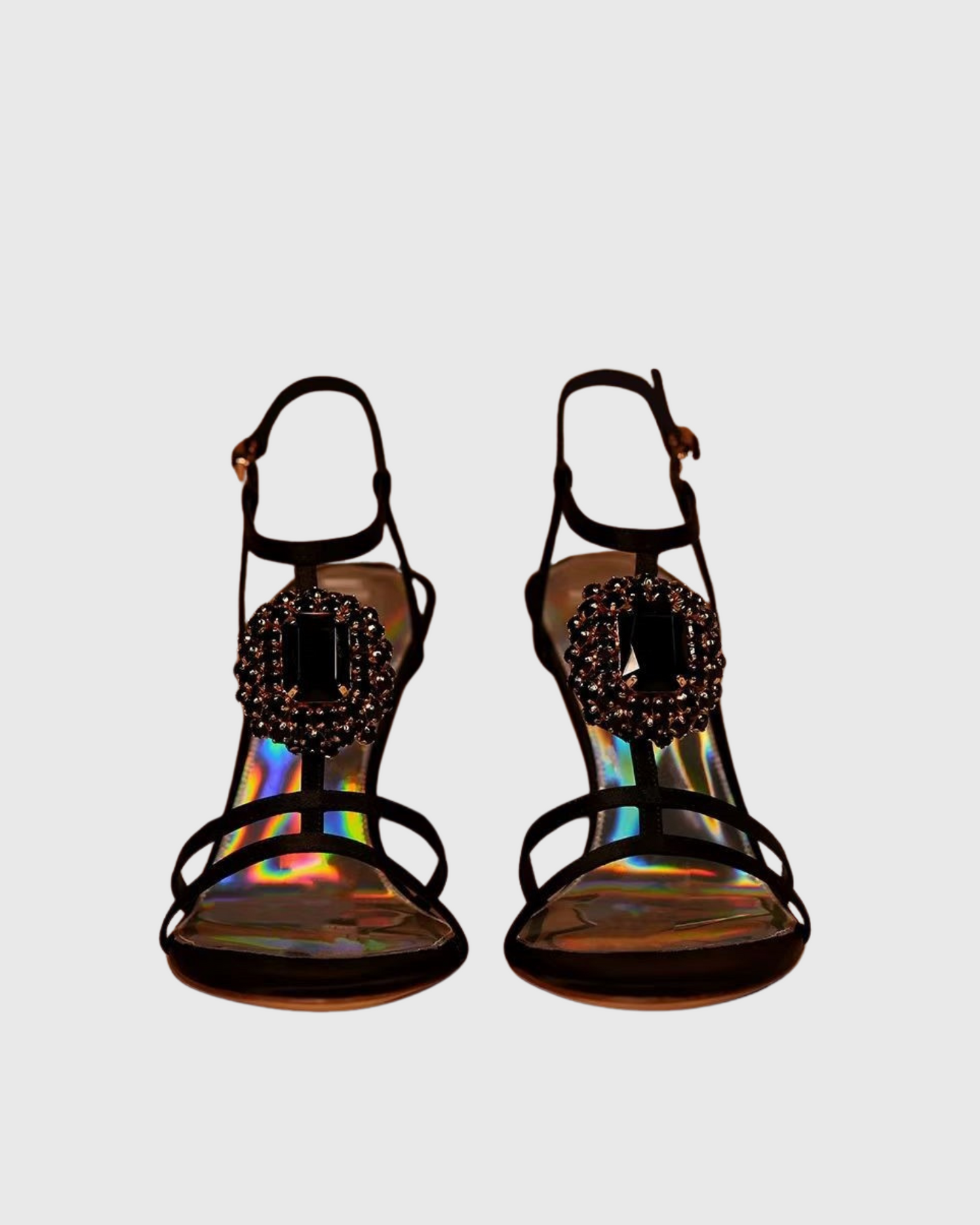 Dafni Gem Embellished Strap Sandals In Black