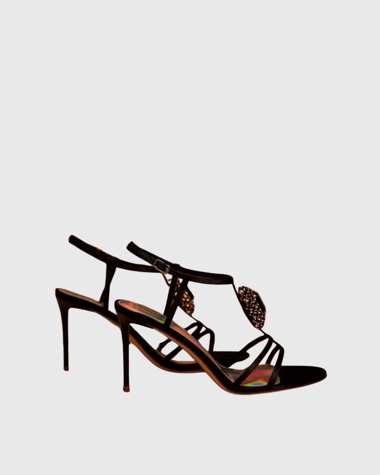 Dafni Gem Embellished Strap Sandals In Black