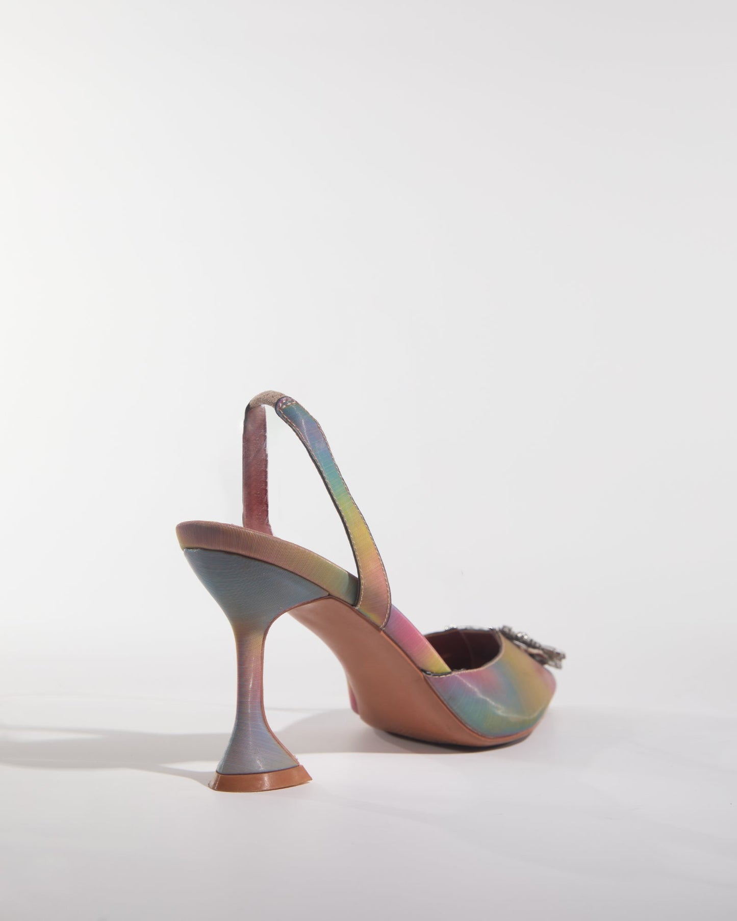 Desideria Rhinestone Slingback Flared Heels In Rainbow