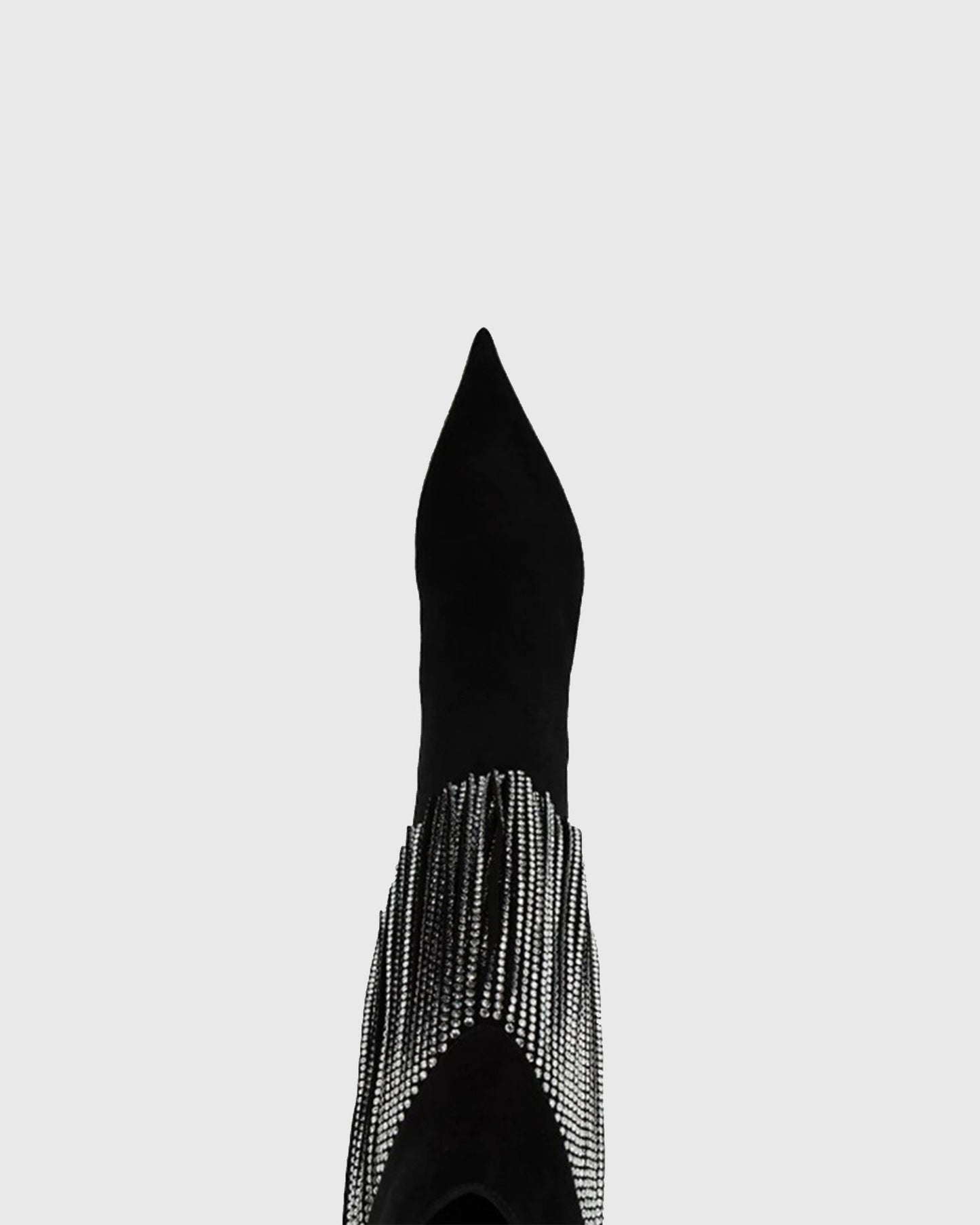 Edetta Rhinestone Fringe Velvet Mid Calf Boots