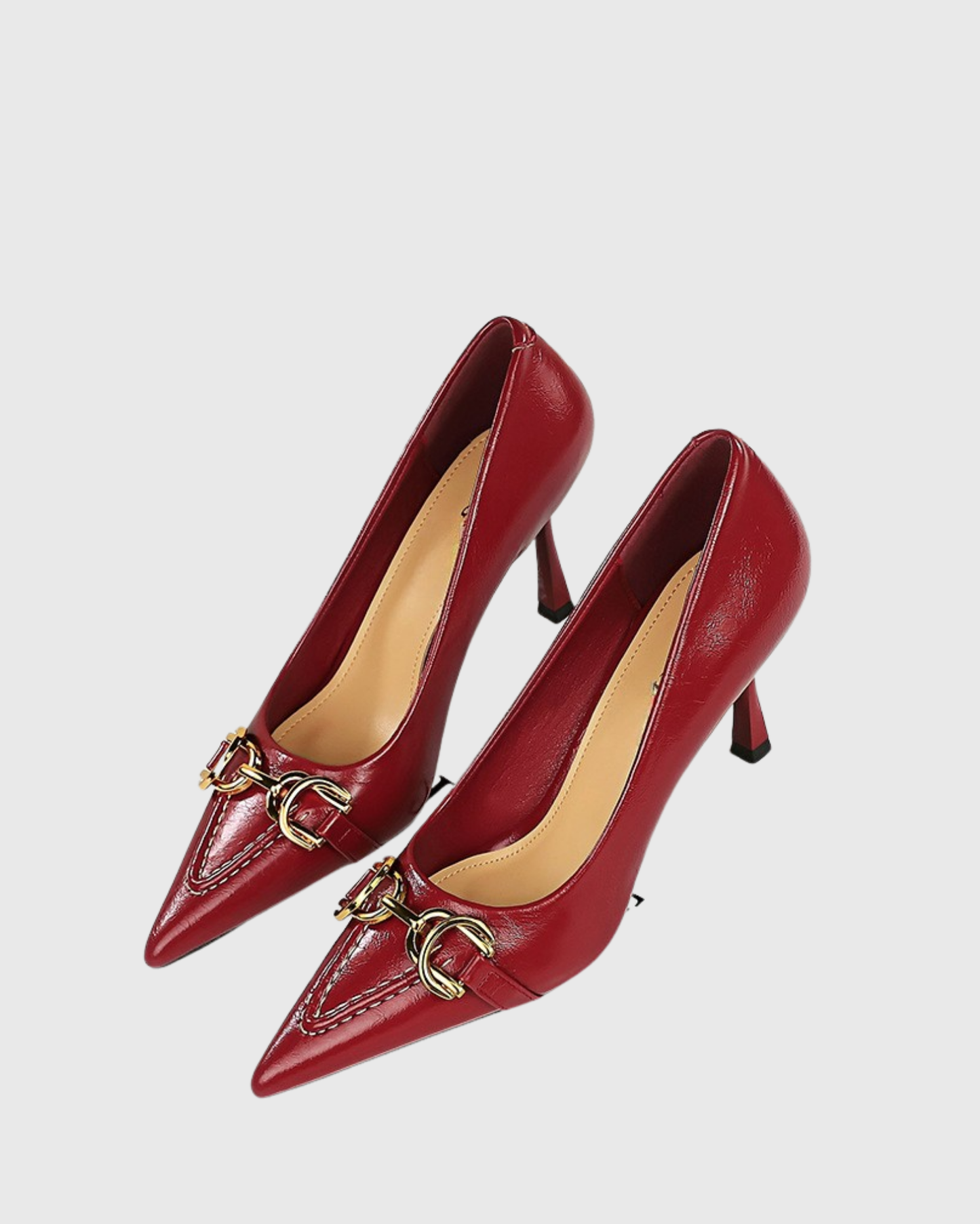 Eliza Metal Chain Folded Pumps In Wine