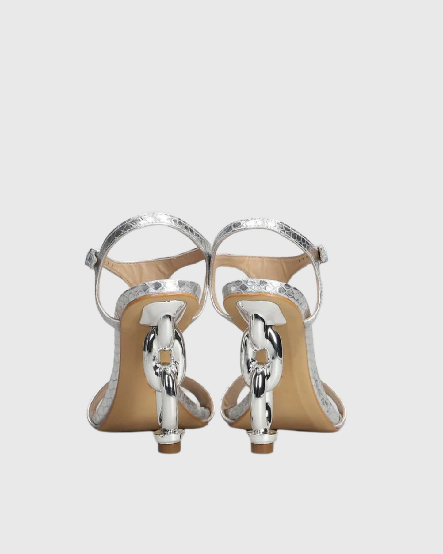 Elsie Texture Chain Sandals In Silver