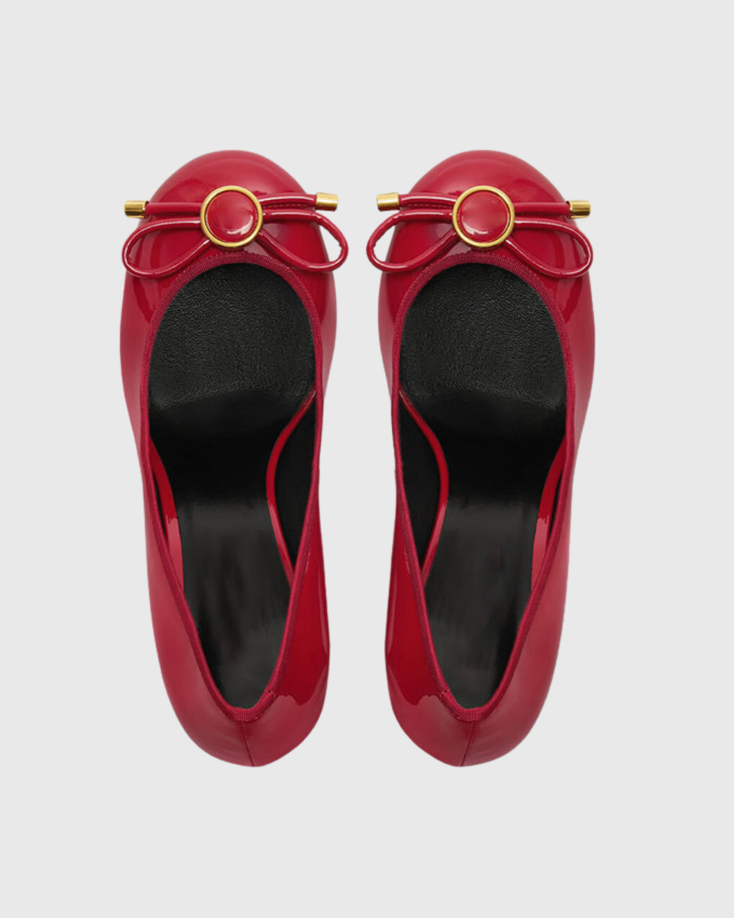 Eva Bow Patent Leather Pumps In Red