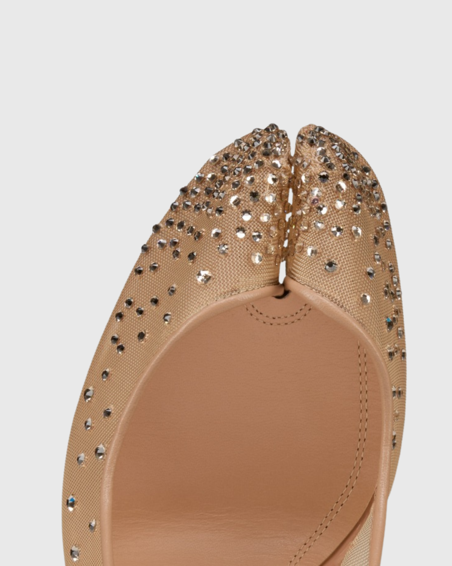 Fiore Rhinestone Mesh Tabi Pumps In Natural