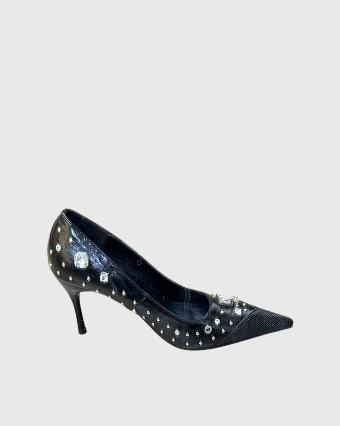 Grace Rhinestone Rivet Pumps In Black