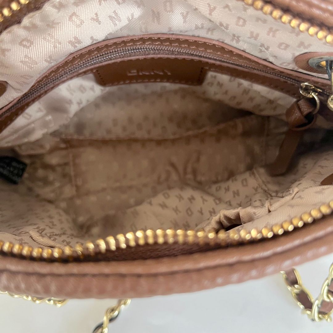 DKNY Brown Leather Chain Satchel