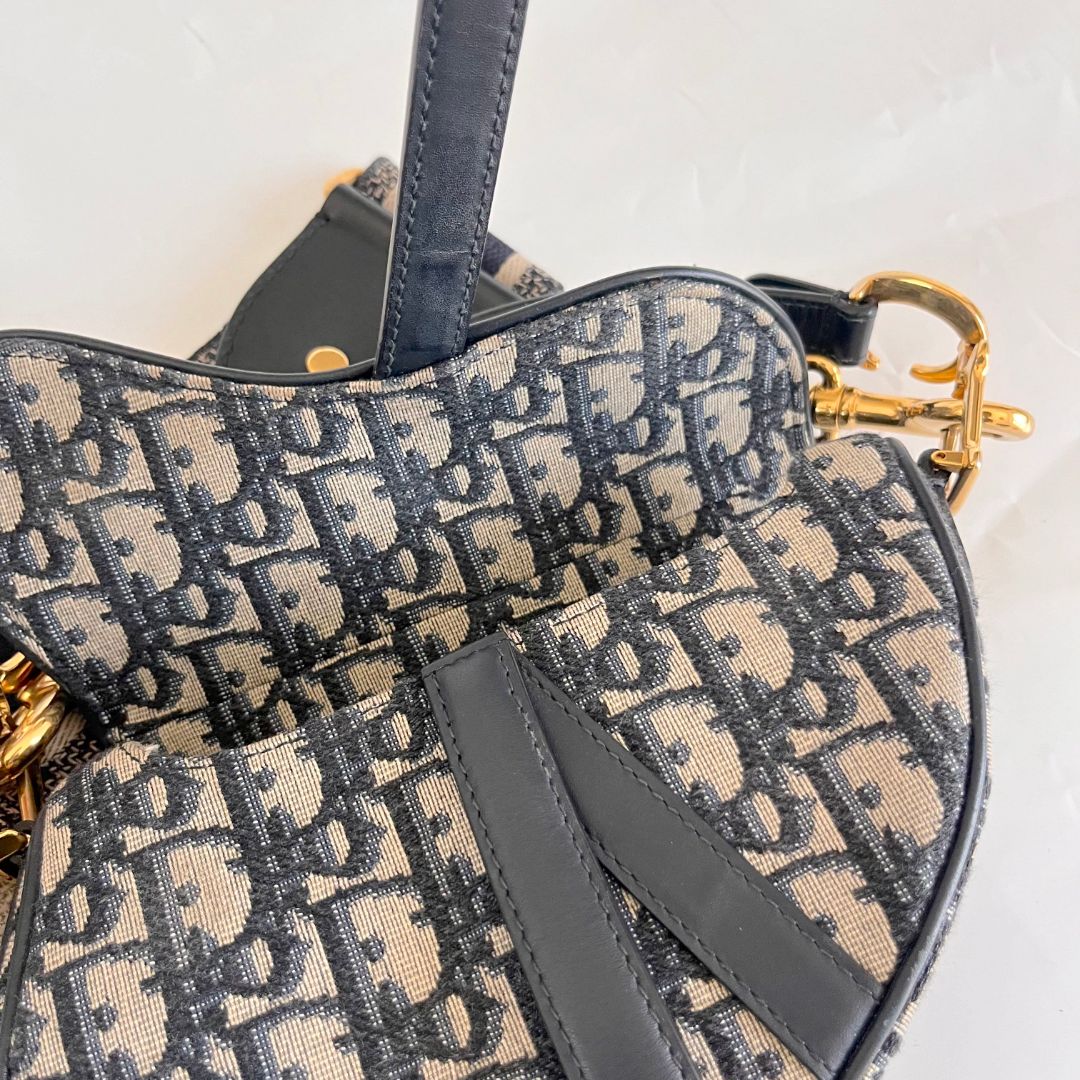 Dior oblique mini saddle bag with crossbody strap