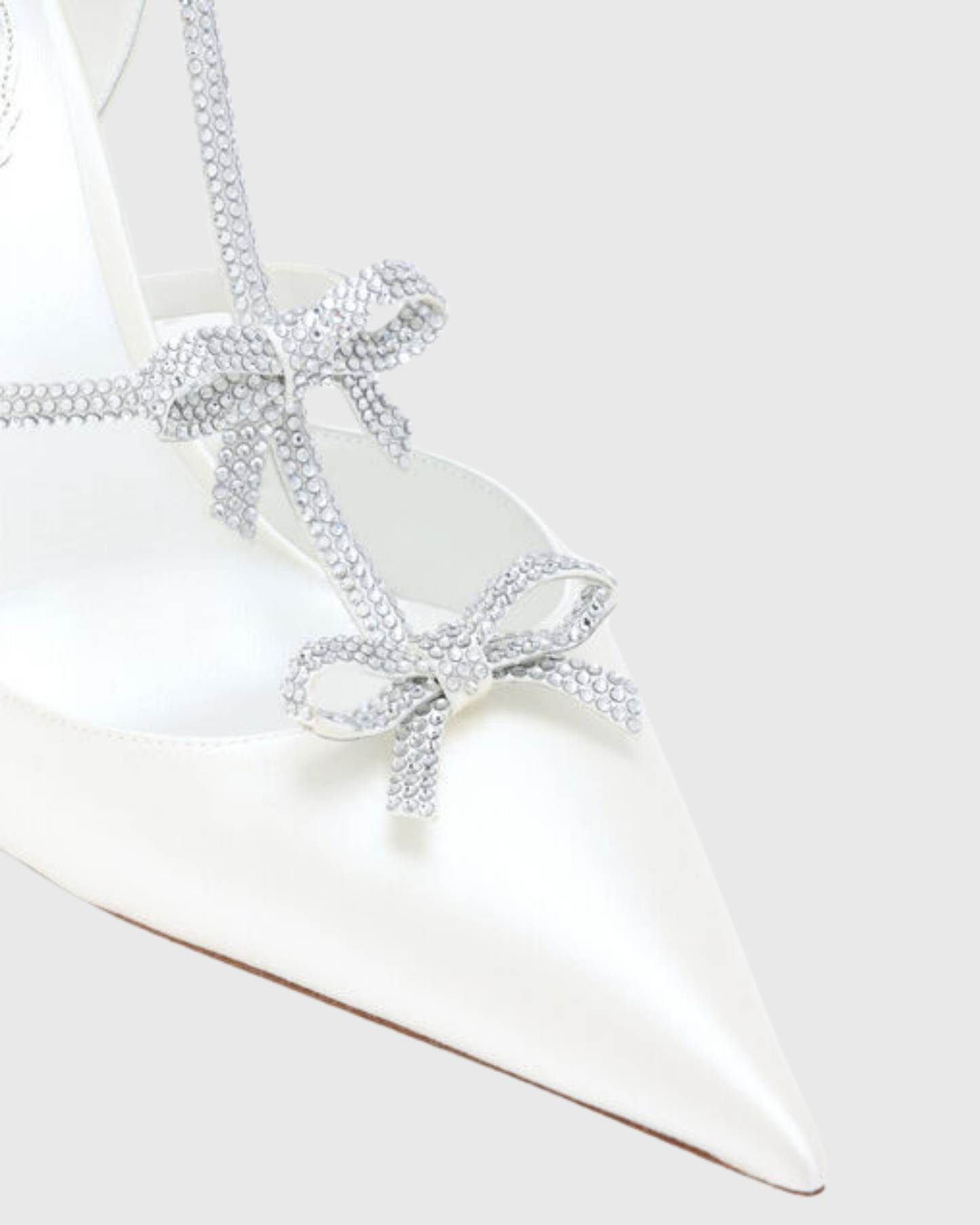 Ilaria Rhinestone Bow Strap Pumps In White