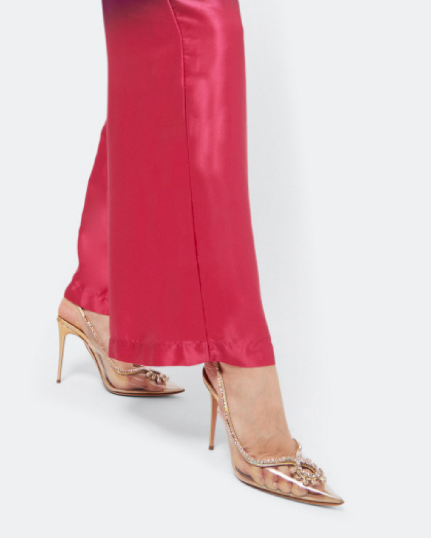Italia Rhinestone Woven PVC Slingback Pumps In Gold