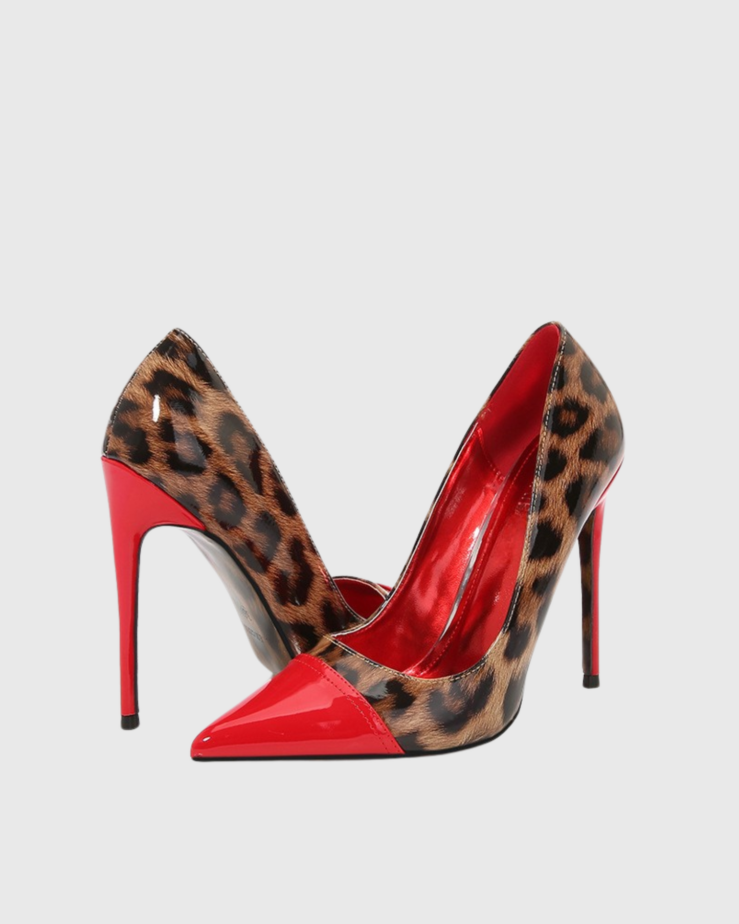 Mila Leopard Print Splicing Pumps In Red