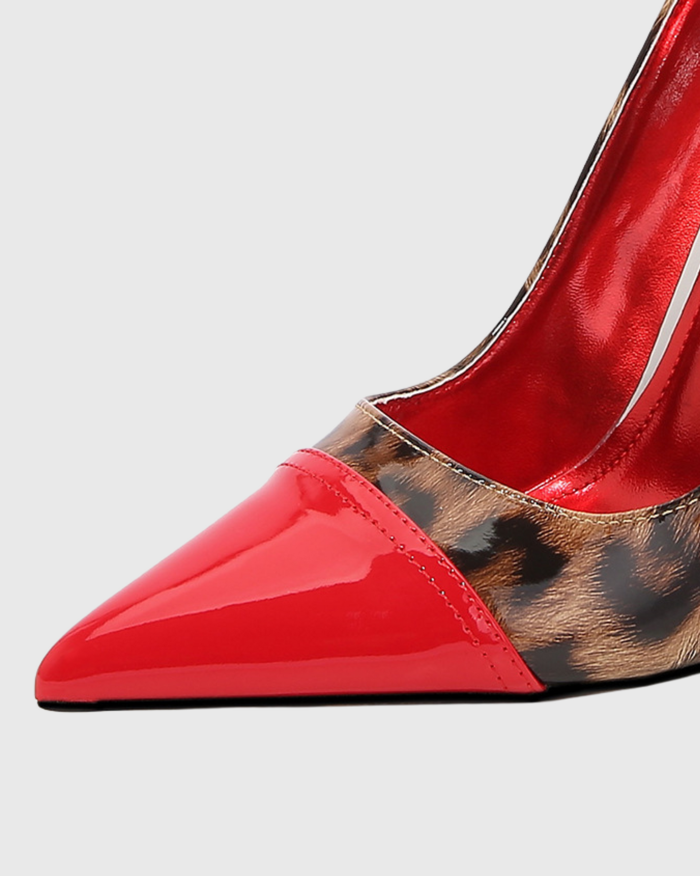 Mila Leopard Print Splicing Pumps In Red
