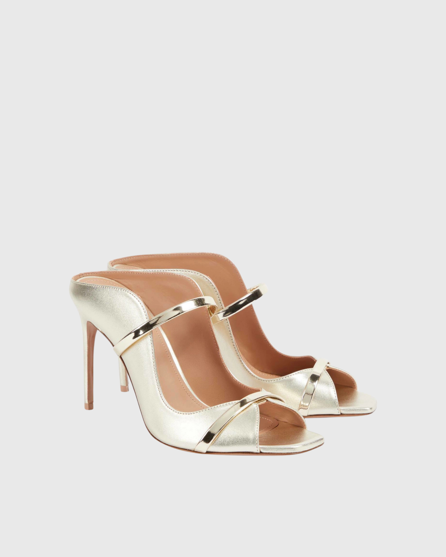 Narcisa Metal Ring Satin Heels In Champagne
