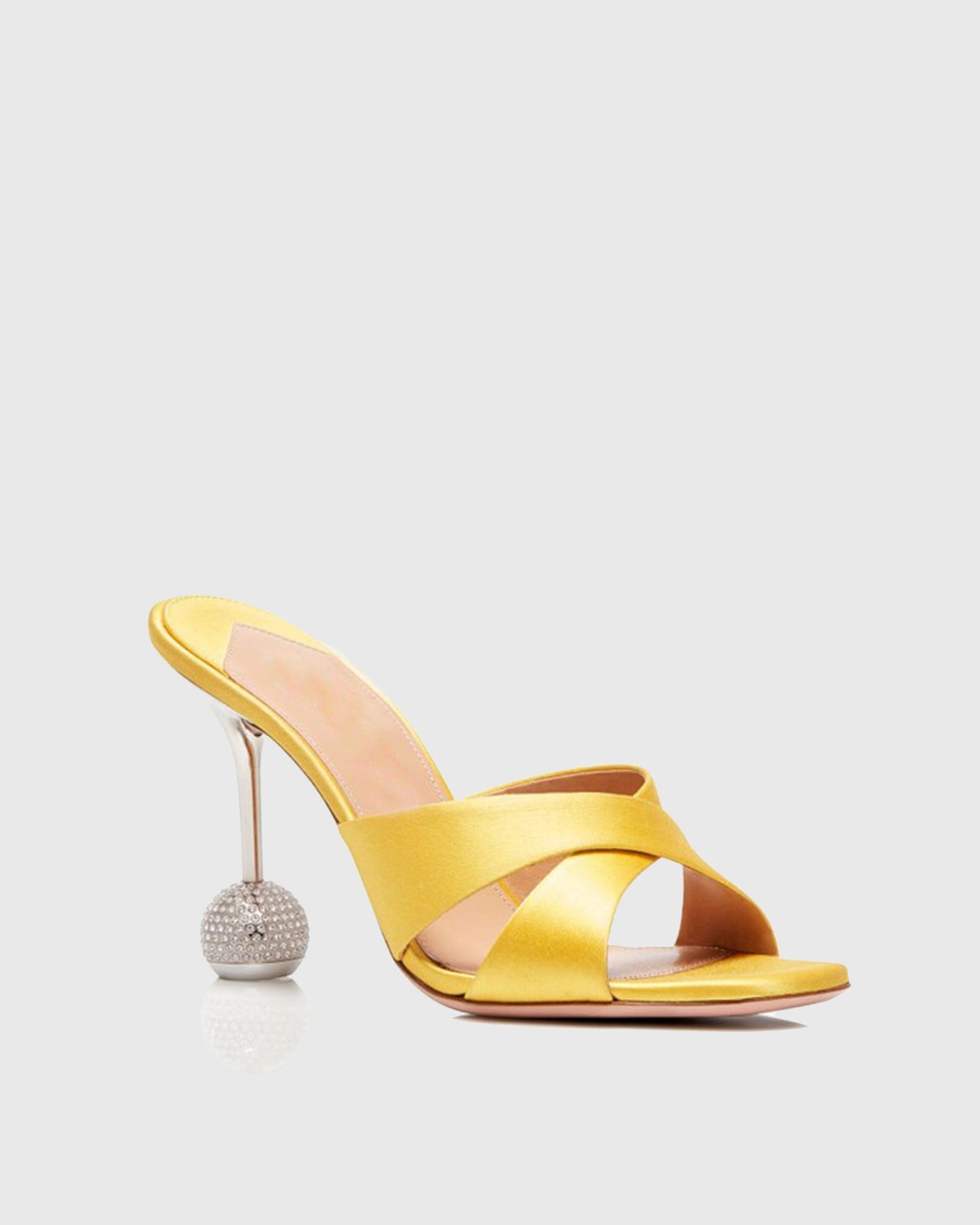 Natalina Cross Geometric Heels In Yellow