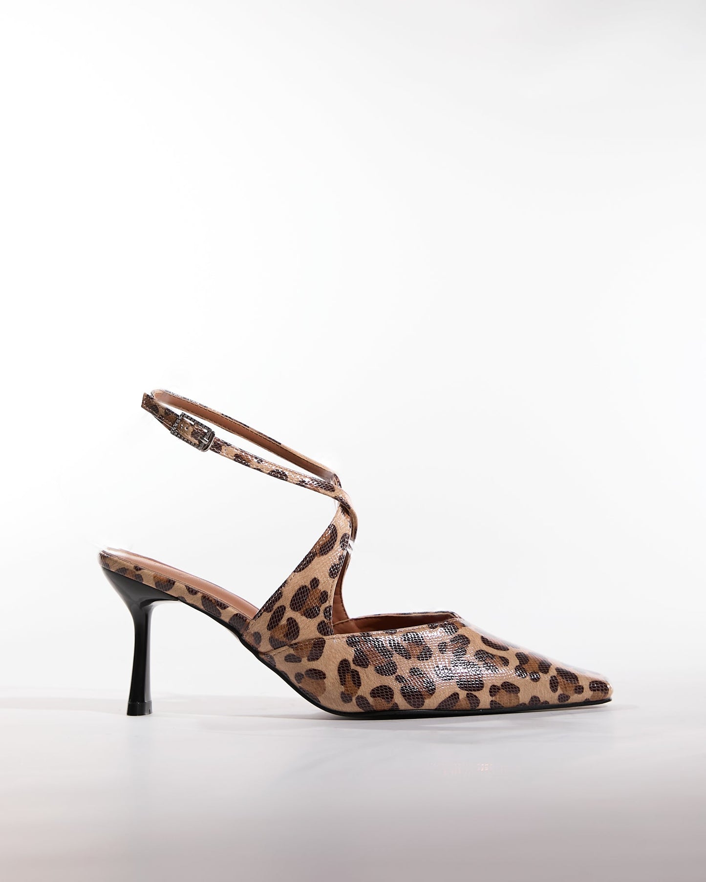 Nyla Leopard Print Cross Strap Pumps