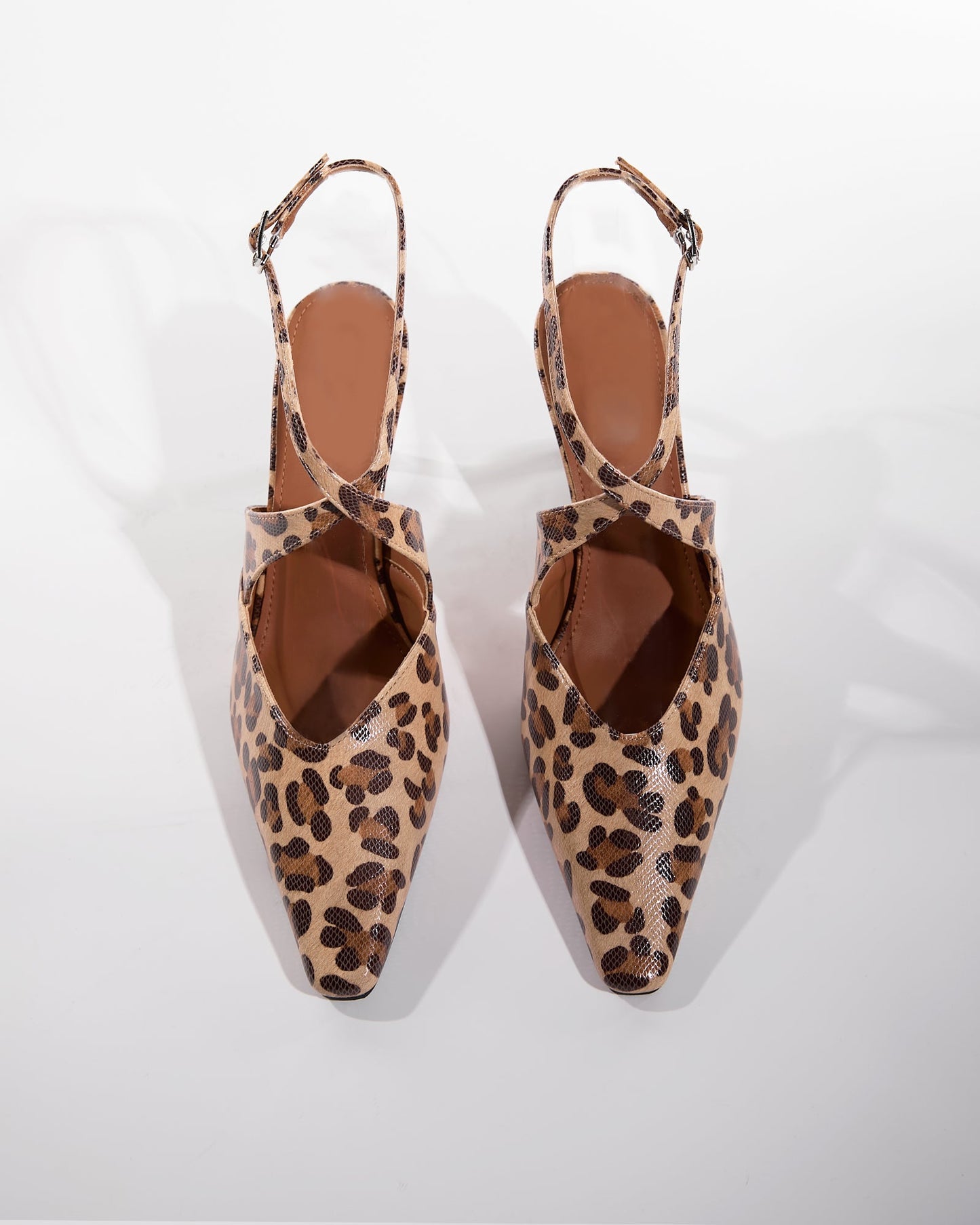 Nyla Leopard Print Cross Strap Pumps