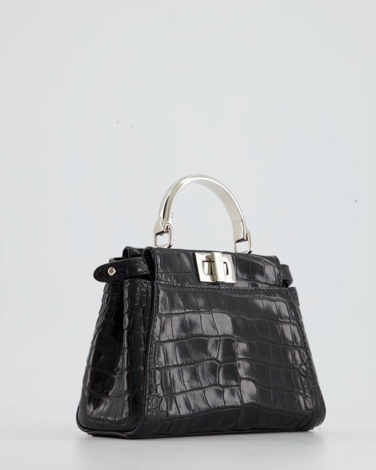 *FIRE PRICE* Fendi Black Exotic Micro Mini Peekaboo Bag with Silver Hardware