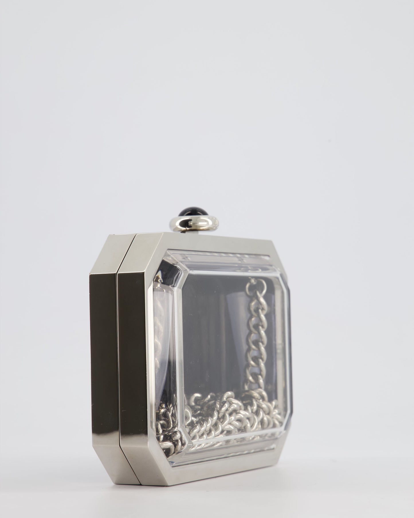 *Limited Edition* Chanel Silver, Black Minaudiere Plexiglass Clutch Bag