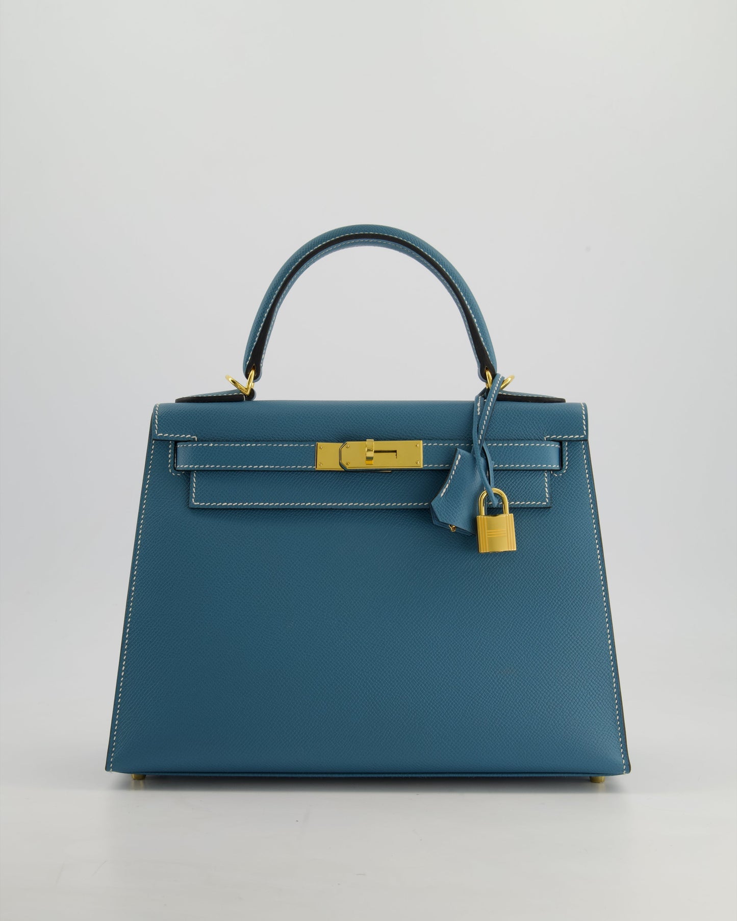 *HOT* Hermès Kelly 28cm Sellier Bag in Blue Jean Epsom Leather with Gold Hardware