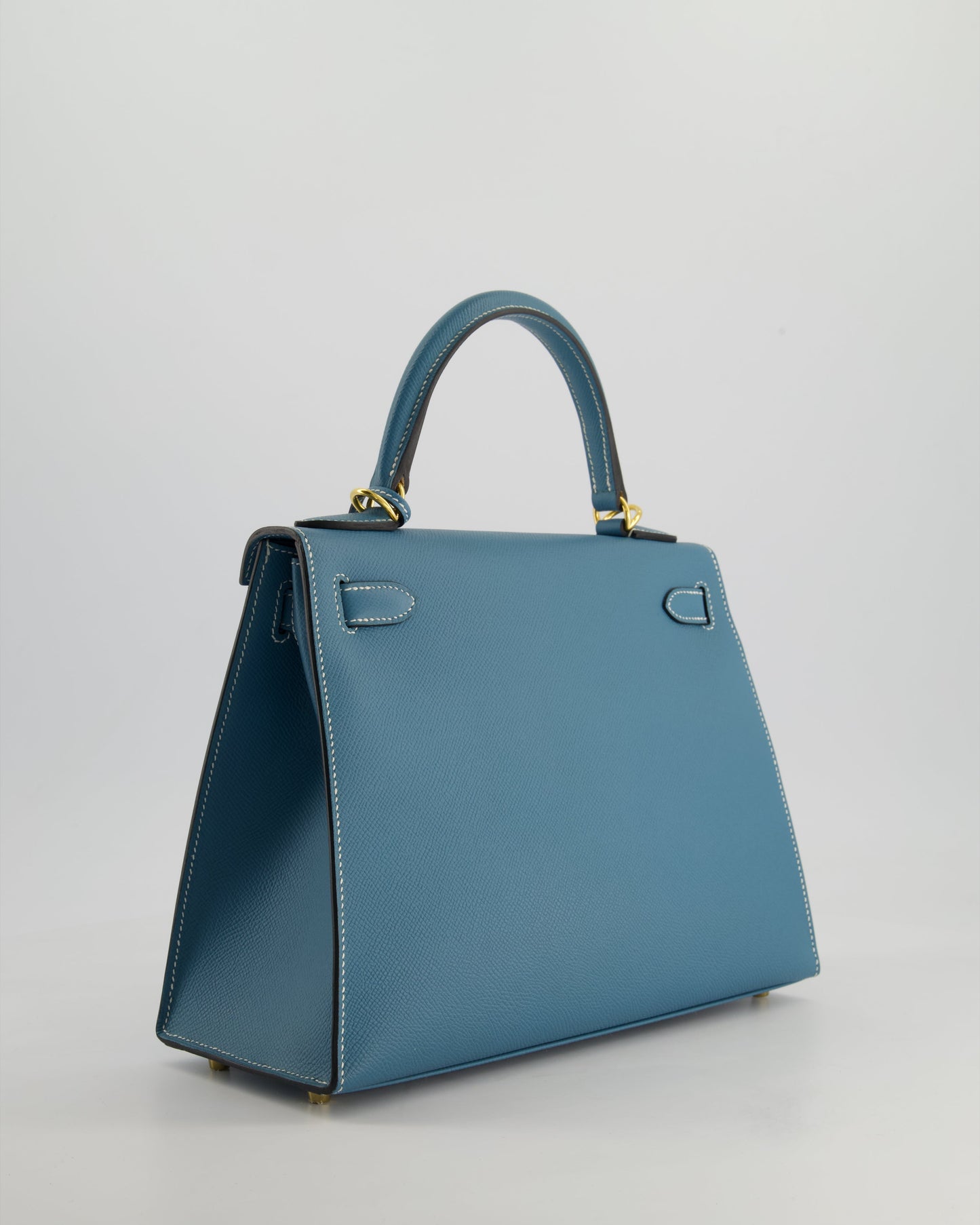 *HOT* Hermès Kelly 28cm Sellier Bag in Blue Jean Epsom Leather with Gold Hardware