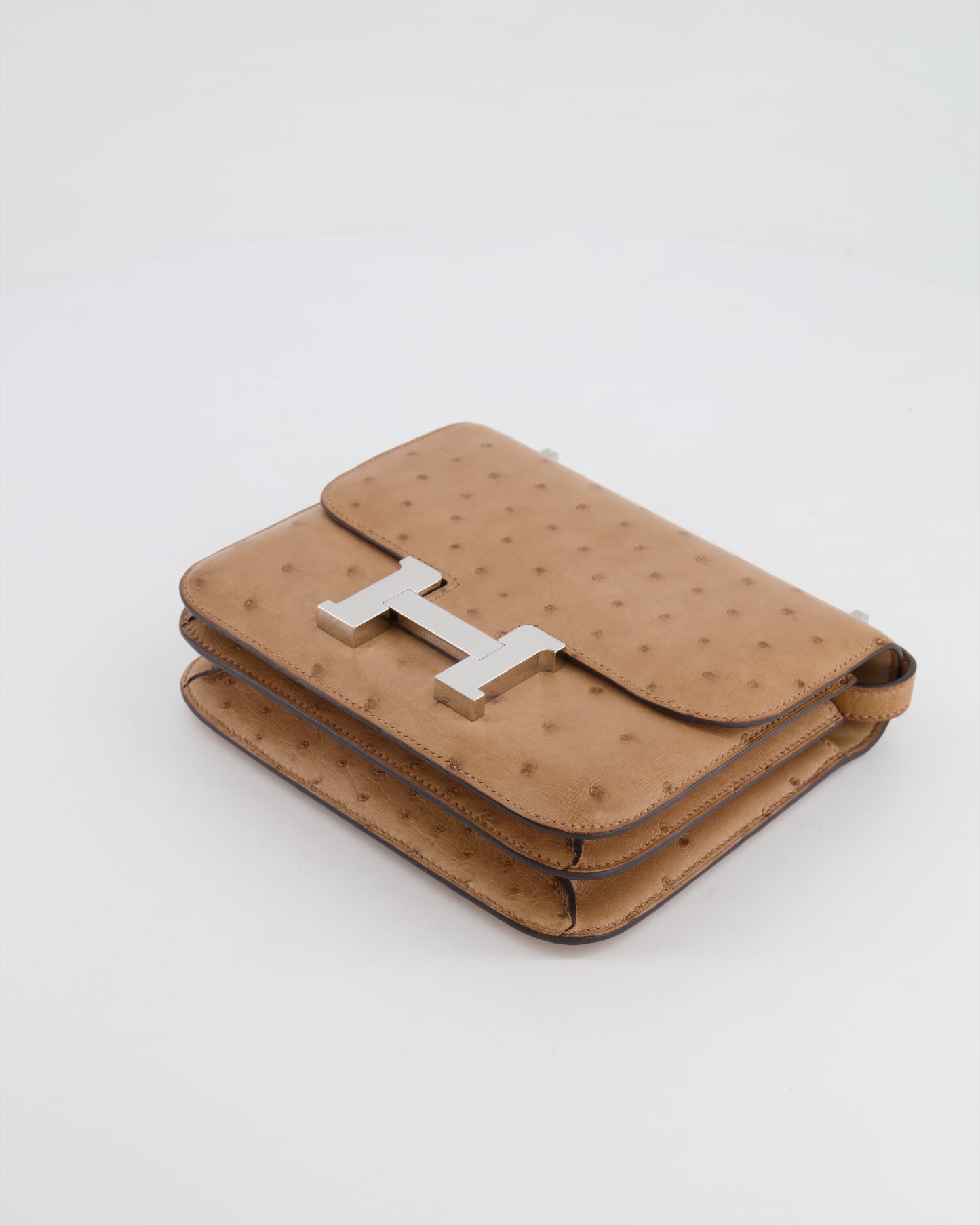 *FIRE PRICE* Hermès Constance III Mini 18cm Mirroir Bag in Chai Ostrich Leather with Palladium Hardware