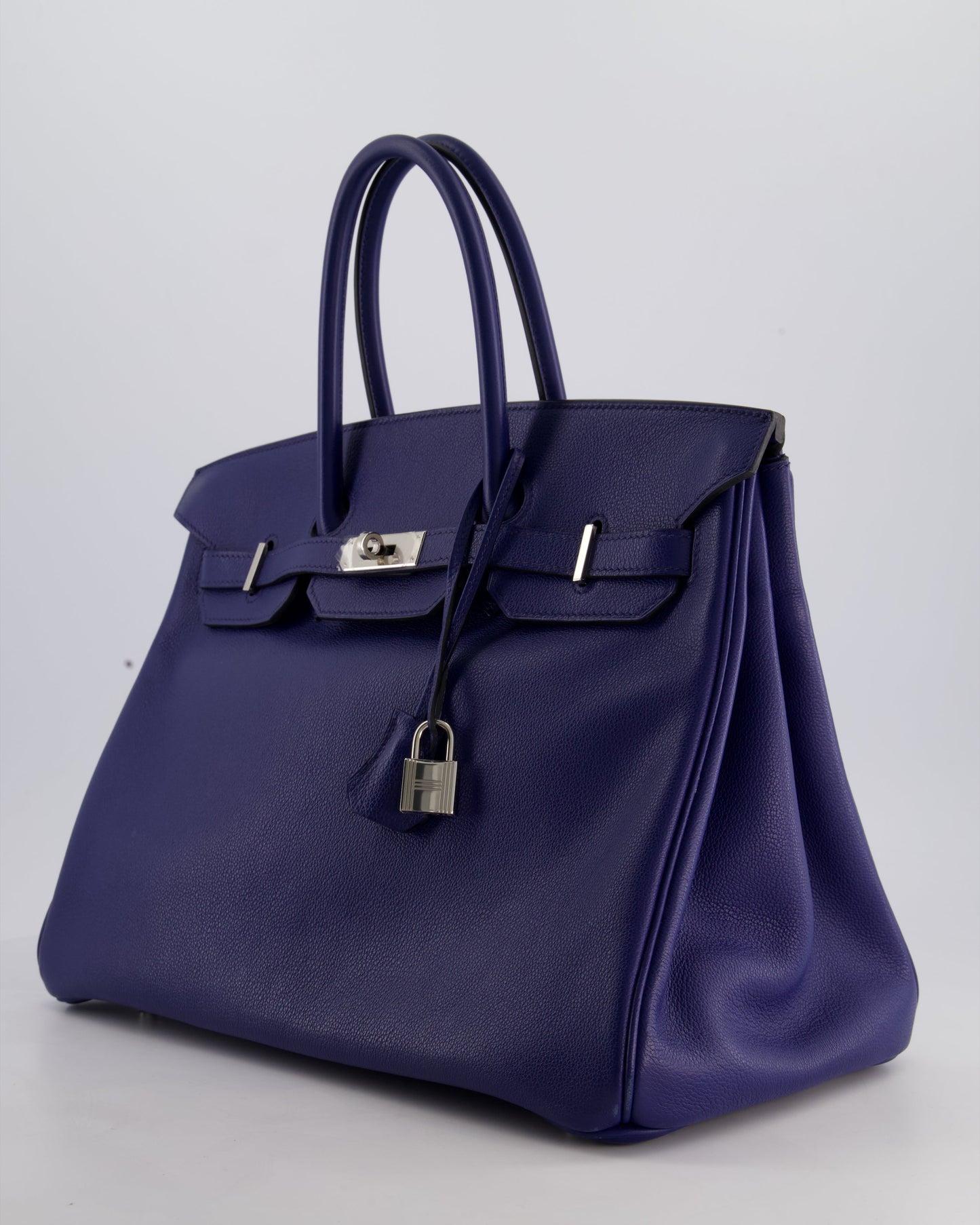 *LIMITED EDITION* Hermès Birkin 35cm Sea, Surf and Fun Bag in Bleu Saphir Novillo Leather with Palladium Hardware and Printed Canvas Interior