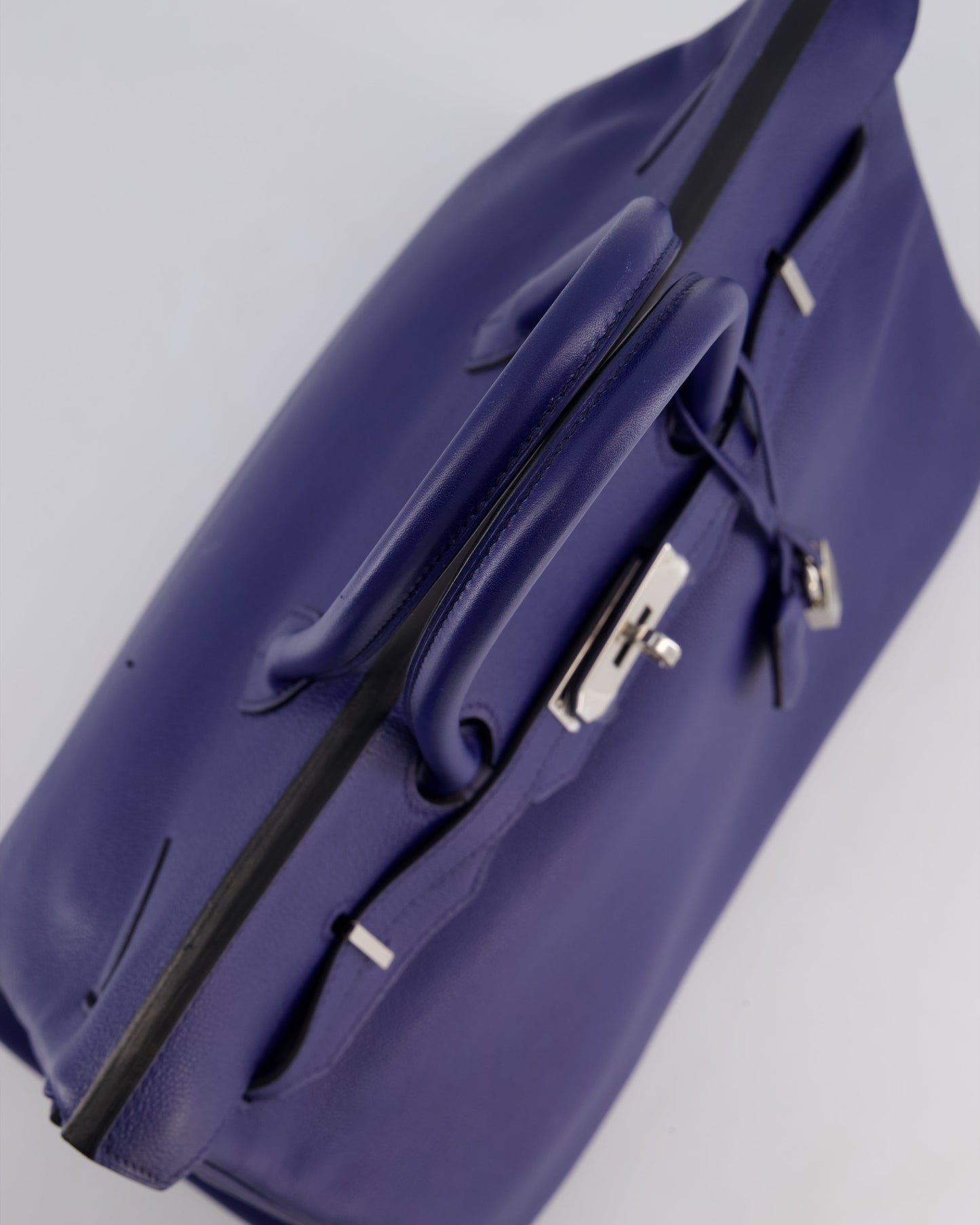 *LIMITED EDITION* Hermès Birkin 35cm Sea, Surf and Fun Bag in Bleu Saphir Novillo Leather with Palladium Hardware and Printed Canvas Interior