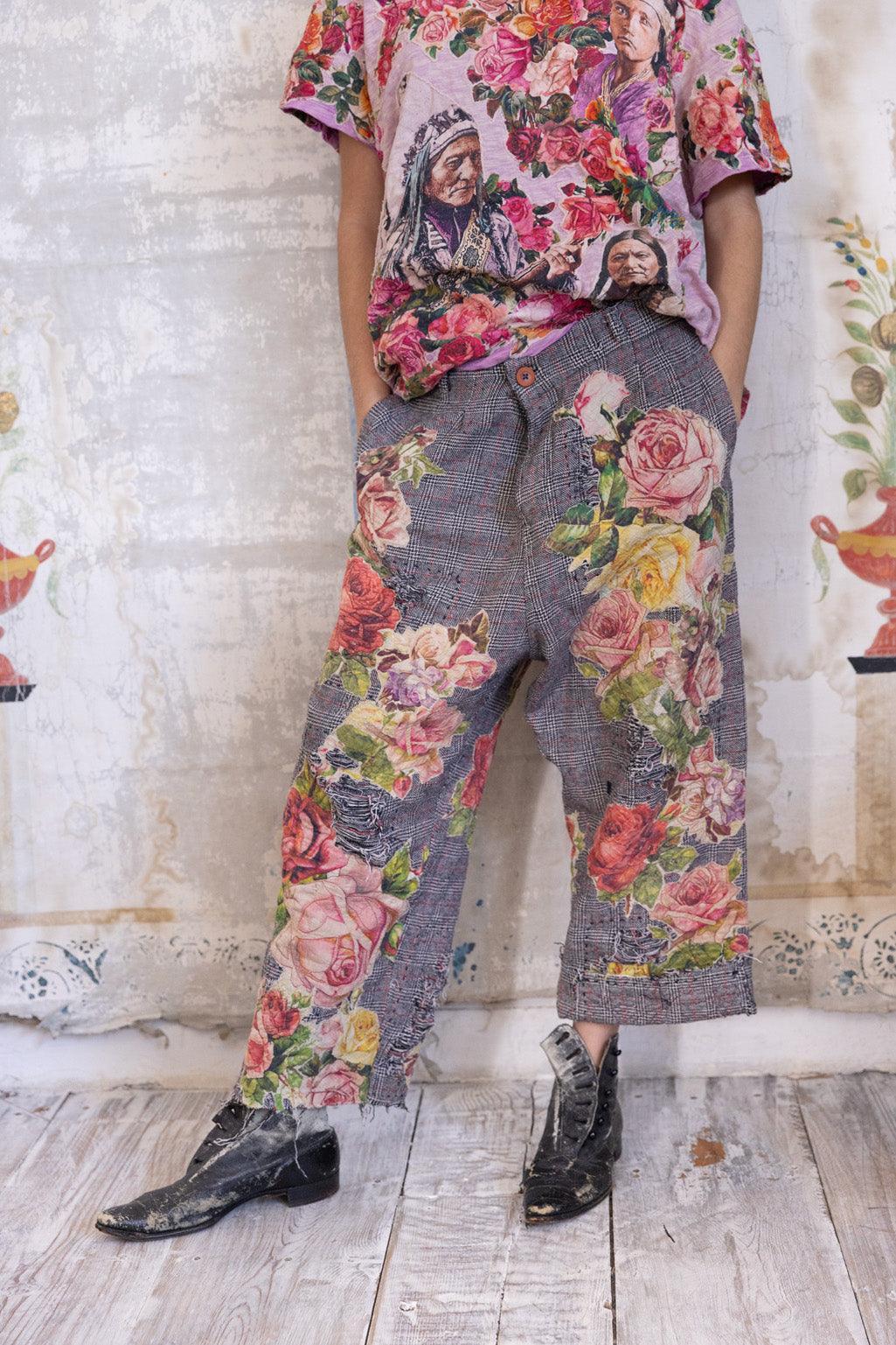 Appliqué Flower Miner Pants
