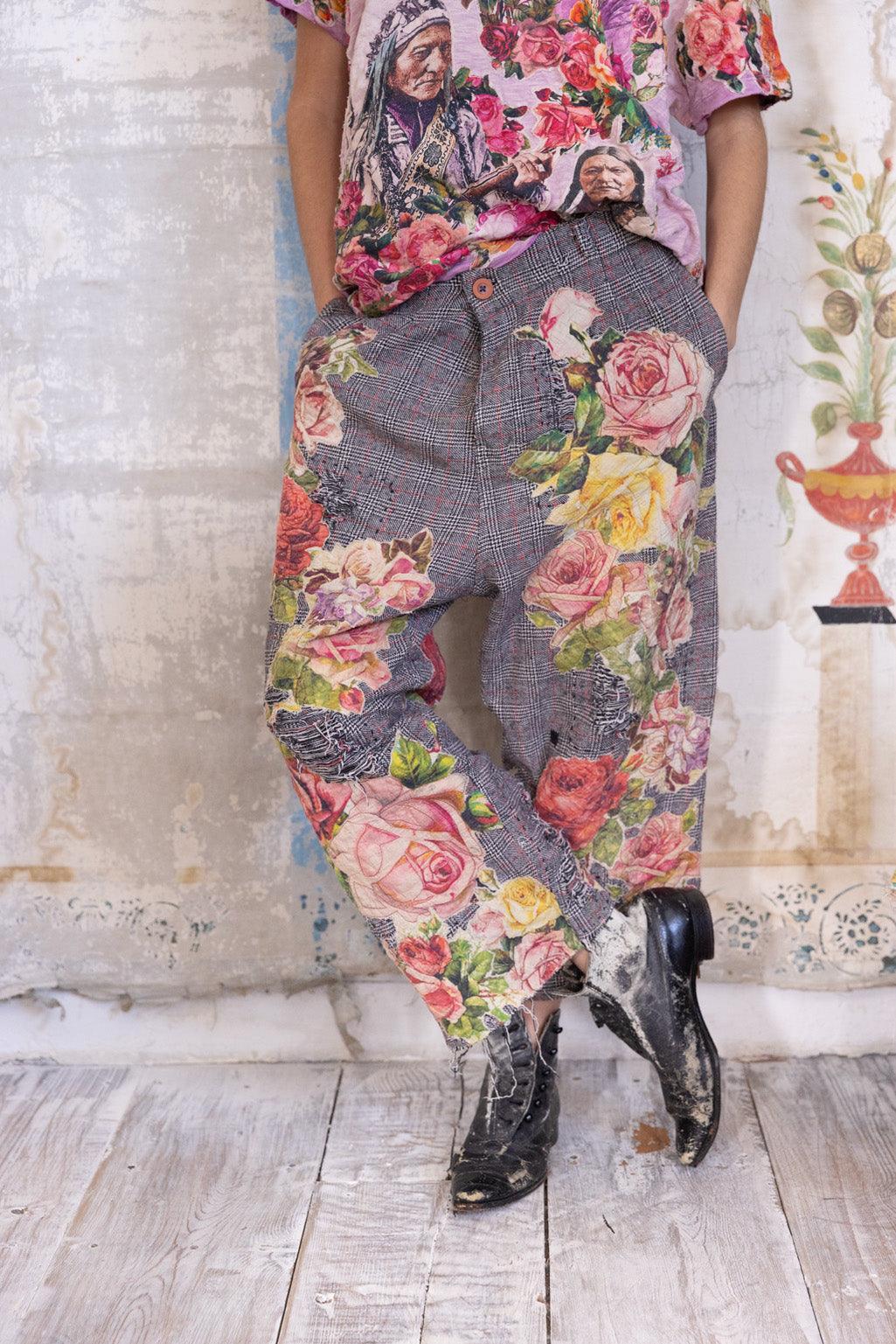 Appliqué Flower Miner Pants