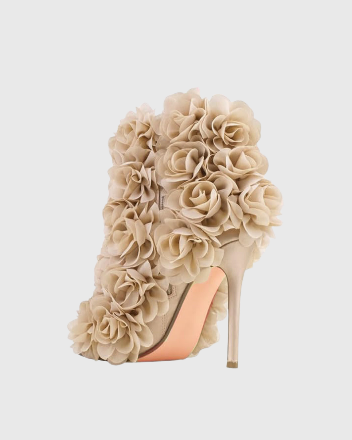 Seia 3D Rose Embellished Heels In Champagne