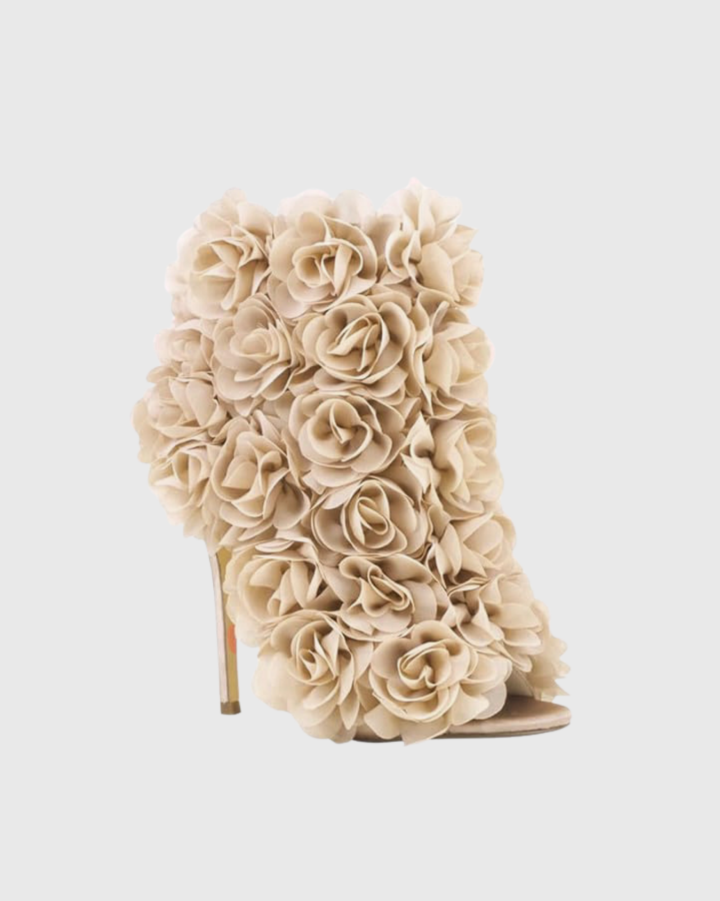 Seia 3D Rose Embellished Heels In Champagne