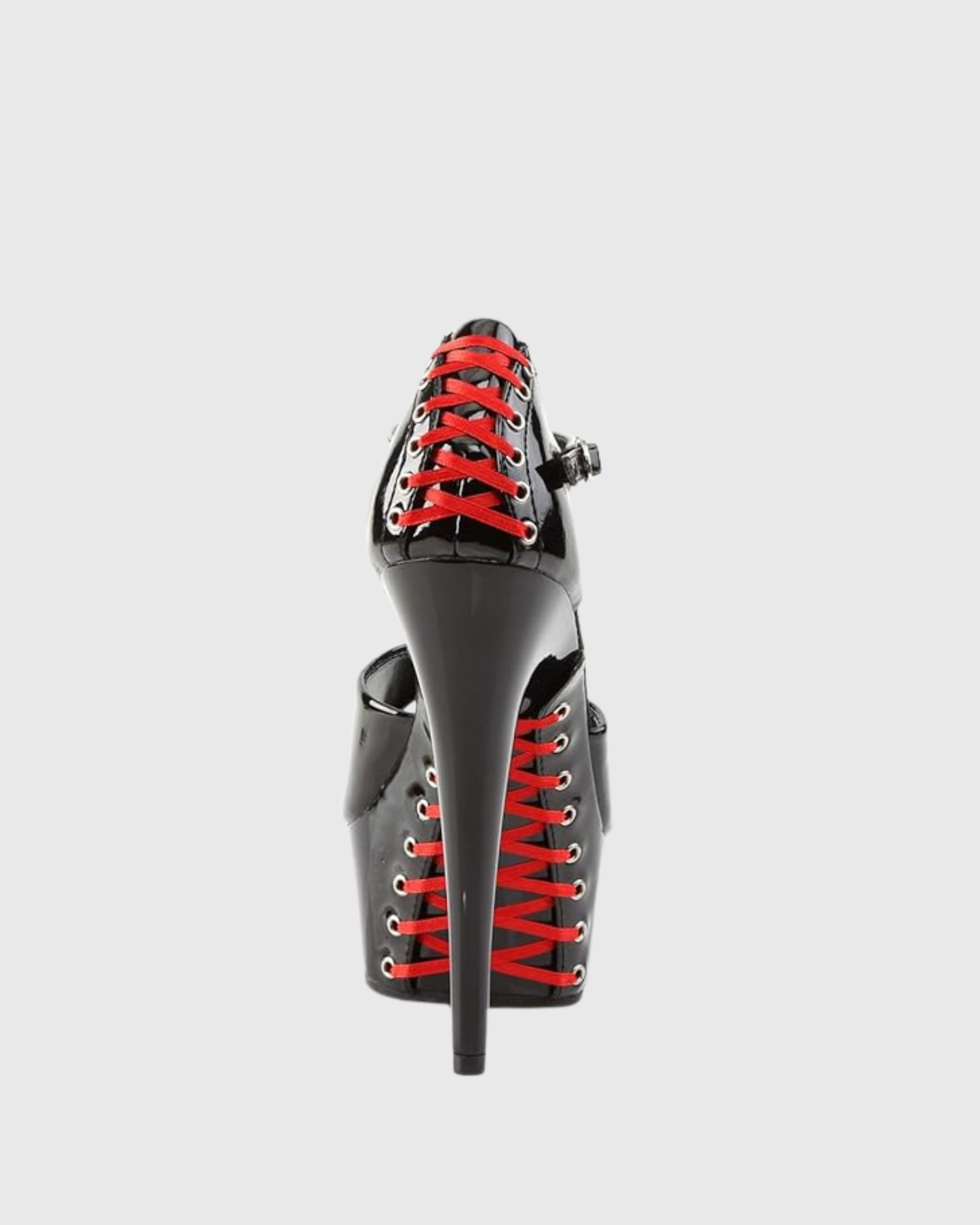Stacey Red Back Lace Up Fish Mouth Platform Sandals