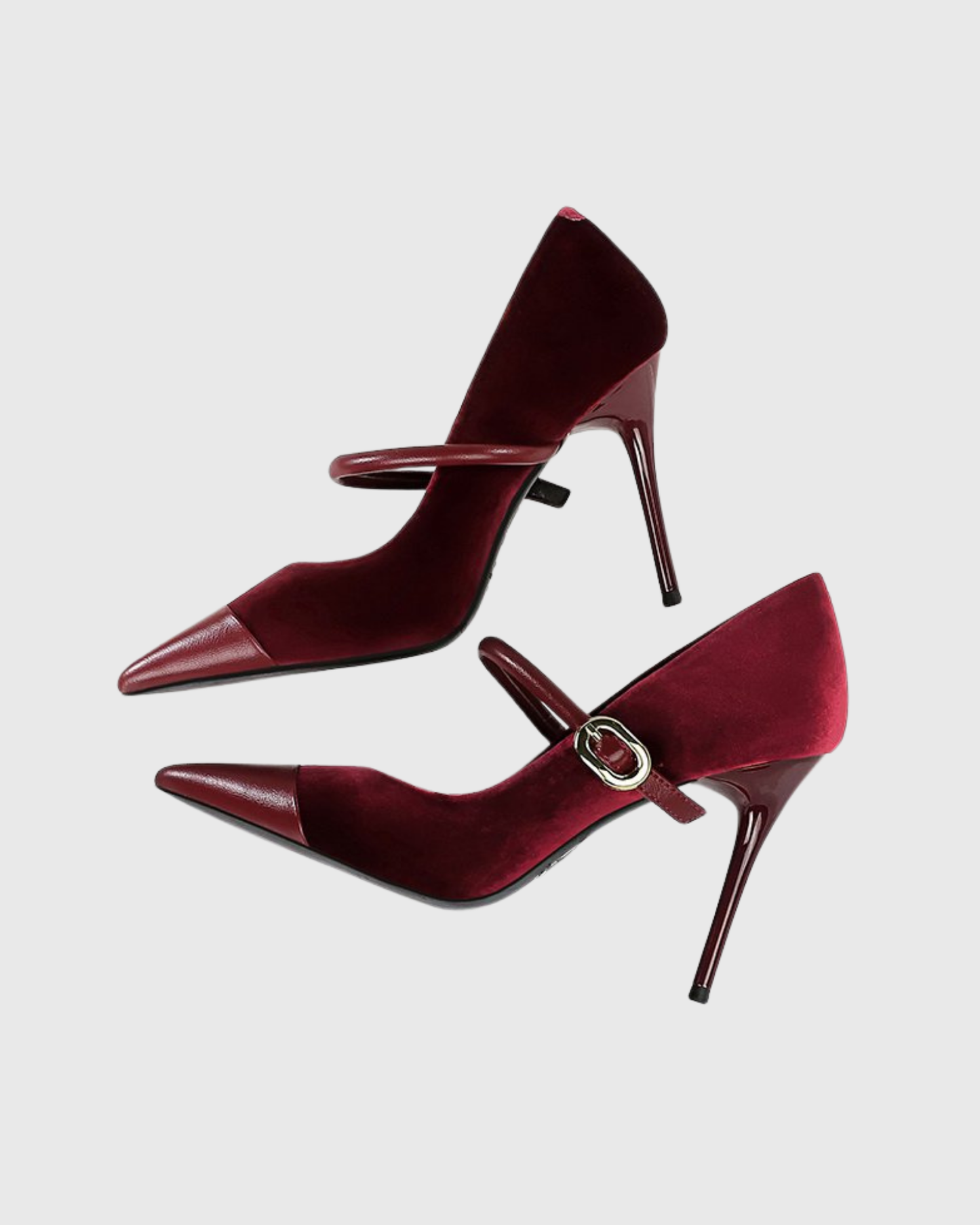 Vada Splicing Velvet Pumps In Red