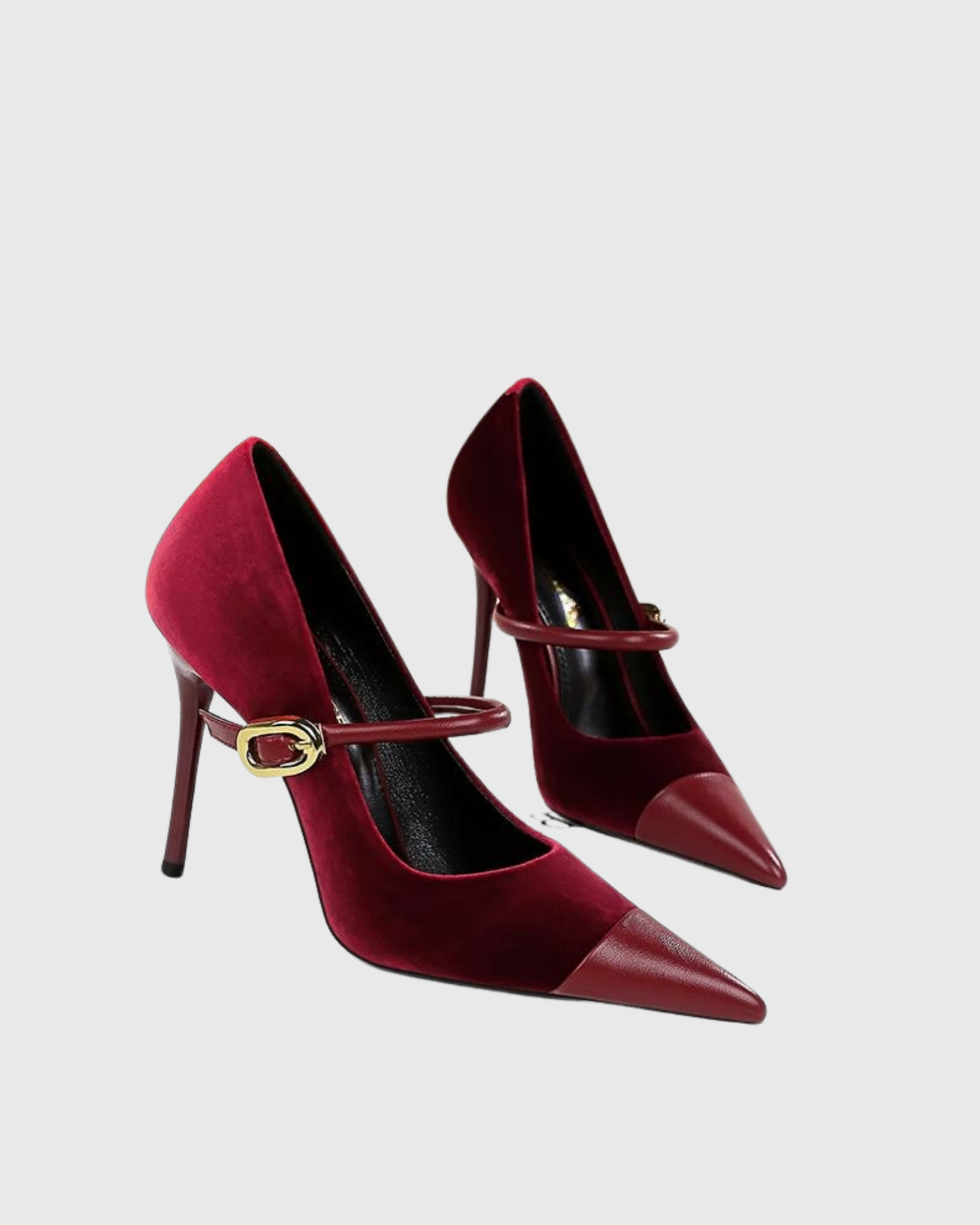 Vada Splicing Velvet Pumps In Red
