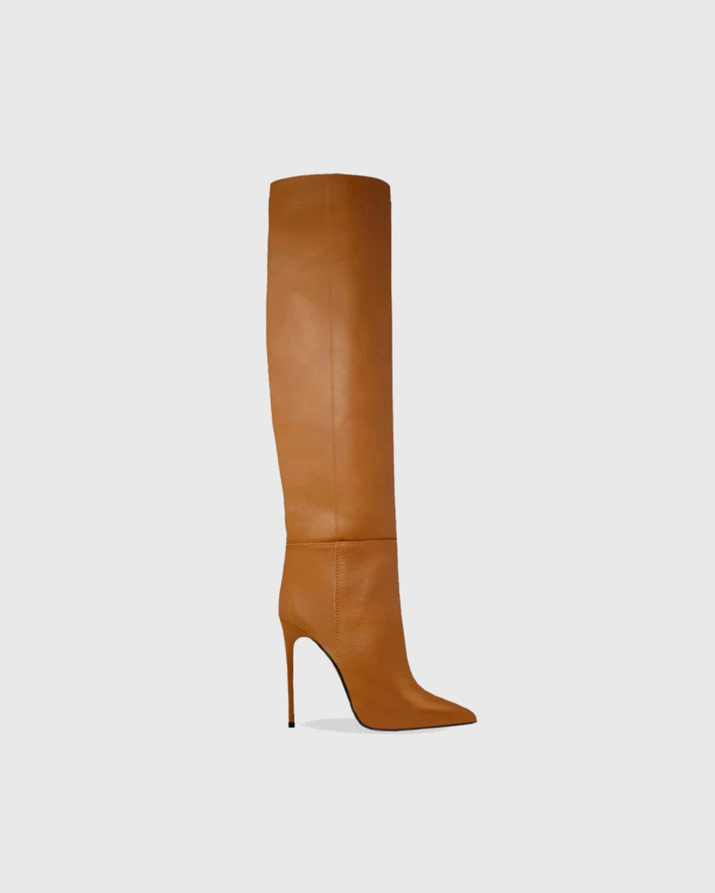 Yesenia Splicing Leather Knee High Boots In Brown