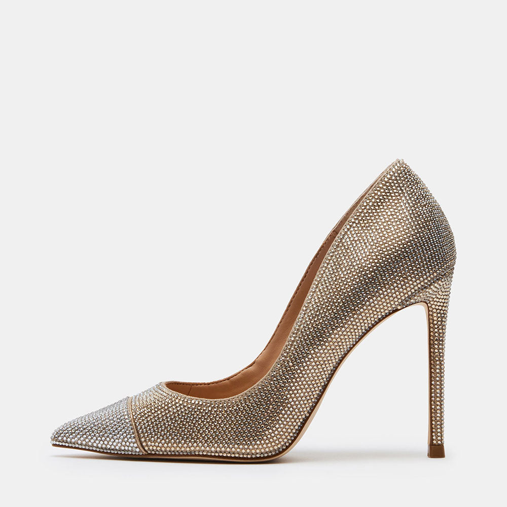 Gold & Silver Rhinestone Pointed Toe 4'' Stiletto Heel Pumps