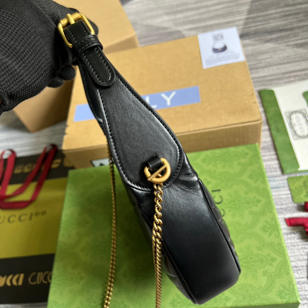gg Marmont Half Moon Shaped Mini Bag Black For Women, Women’s Bags 8.5in/22cm gg 699514 DTDHT 1000